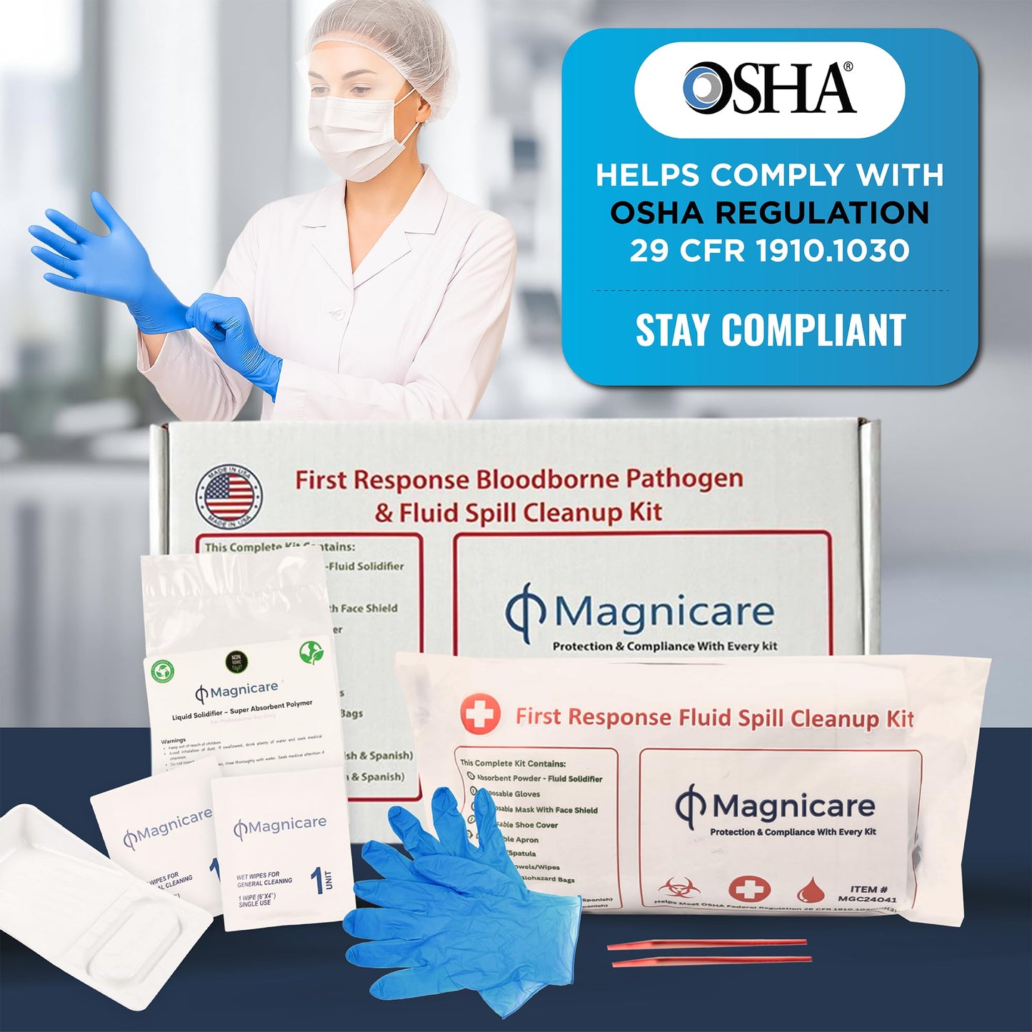 Bloodborne Pathogen & Vomit Cleanup Kit - Be OSHA Compliant| Comprehensive First Response Spill Kit for Bodily Fluids | Bodily Fluid Clean Up Bag| Ideal for Schools, Restaurants & Retirement Homes