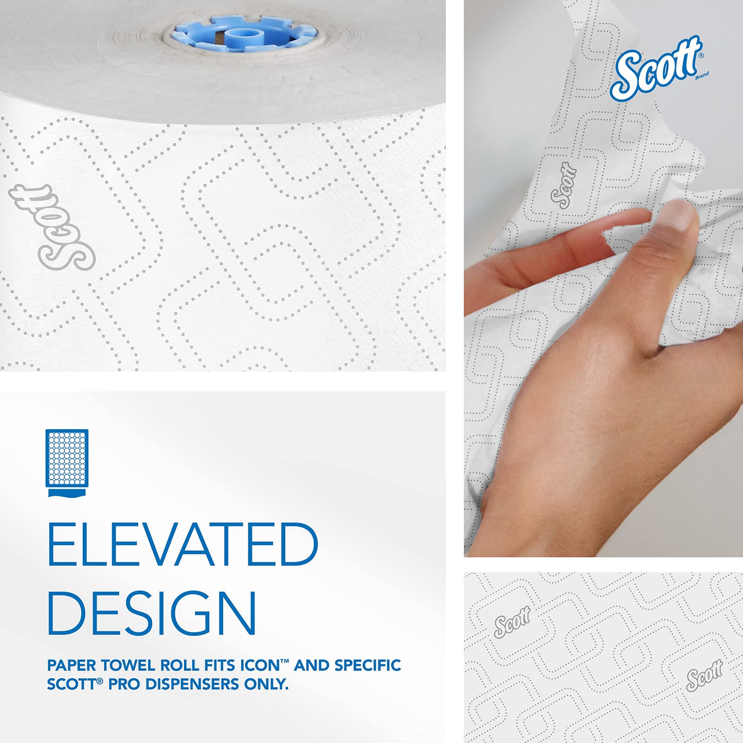 Scott Professional High-Capacity Hard Roll Paper Towels, Bulk (25702), Hardwound, Elevated Design, Absorbency Pockets, White, for ScottBrand Blue Core Dispensers (6 Rolls at 1,150' Each, 6,900'/Case)