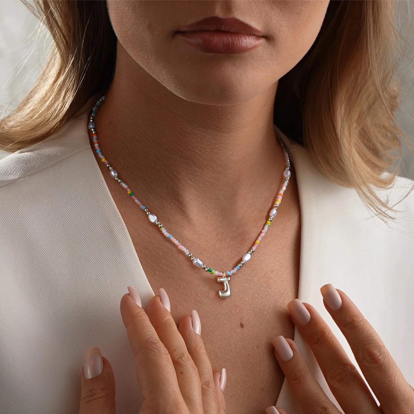 Ritach Initial Necklaces for Women Jewelry - Letter V Necklace Colorful Initial Necklaces for Women Beaded Boho Necklace Summer Beach Jewelry