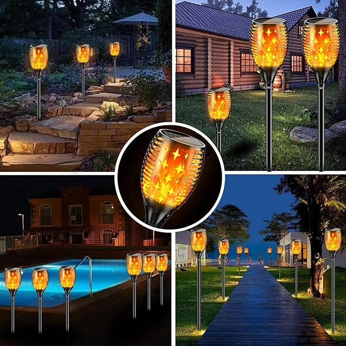 YoungPower Solar Outdoor Torch Lights Flicking Flame,Outdoor 43" Large Landscape Lighting Outdoor Path Lights Waterproof Flame for Garden Yard Patio, 4 Pack