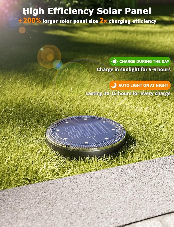 Color Changing Solar Ground Lights with 33ft Long Distance Remote Control - Flat Solar Lights Outdoor Waterproof - Pathway Lights Solar Powered for Yard Decorative Outside Lawn Walkway [10 Pack]