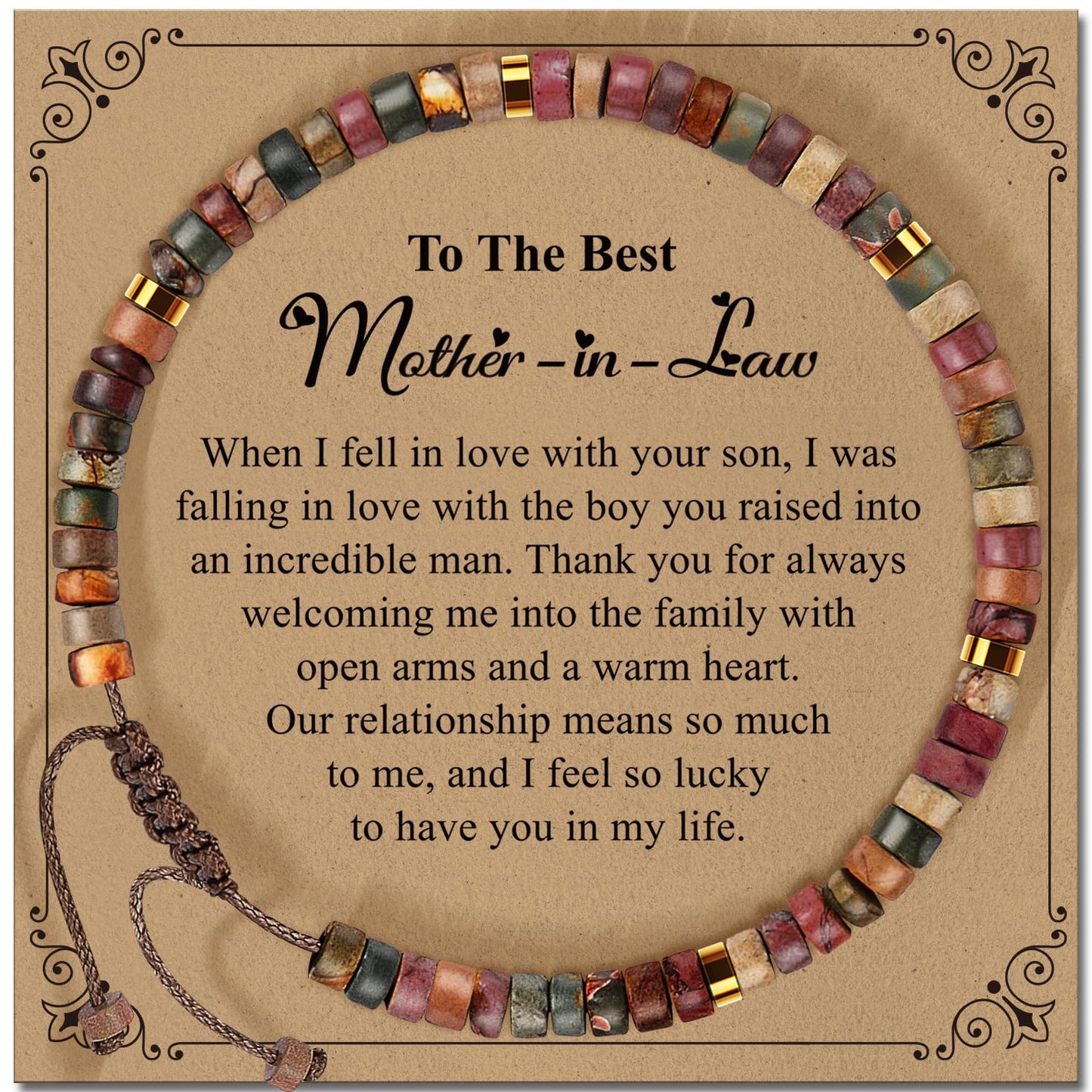 ZOKCC Mother in Law Bracelets Gifts for Women Healing Natural Stone Beads Bracelets - Inspirational Mothers Day Christmas Birthday Gifts for Mother in Law