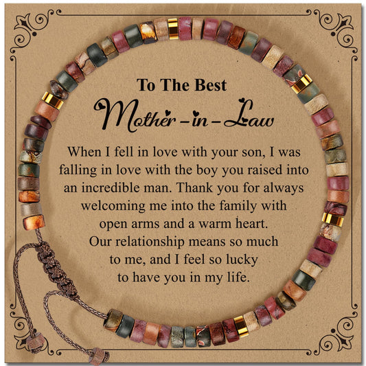 ZOKCC Mother in Law Bracelets Gifts for Women Healing Natural Stone Beads Bracelets - Inspirational Mothers Day Christmas Birthday Gifts for Mother in Law