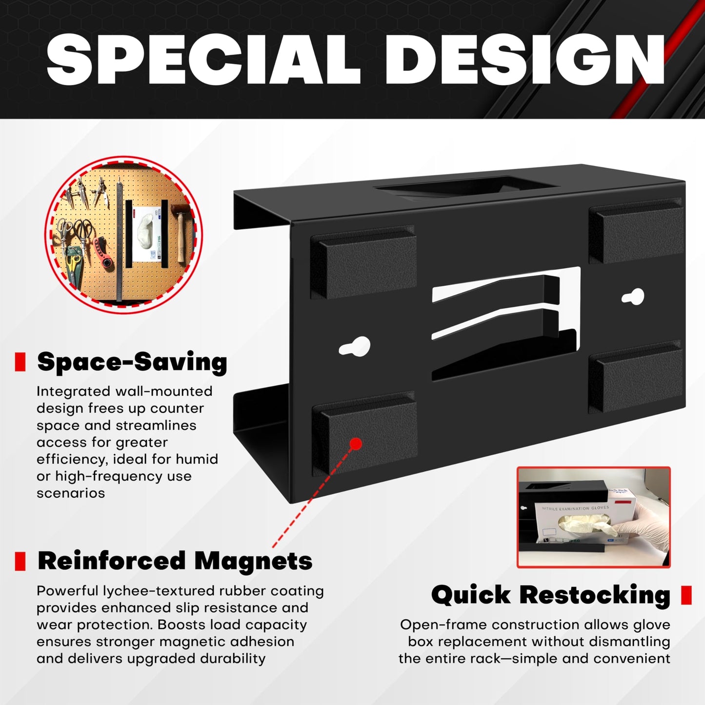 C&T 2 Piece Magnetic Glove Box Holder, Tissue Dispenser, Holds Boxes of Gloves, Towels, Wipes and Tissues,Suitable for Wall mounting, toolboxes, garages, workshops, Offices and Kitchens