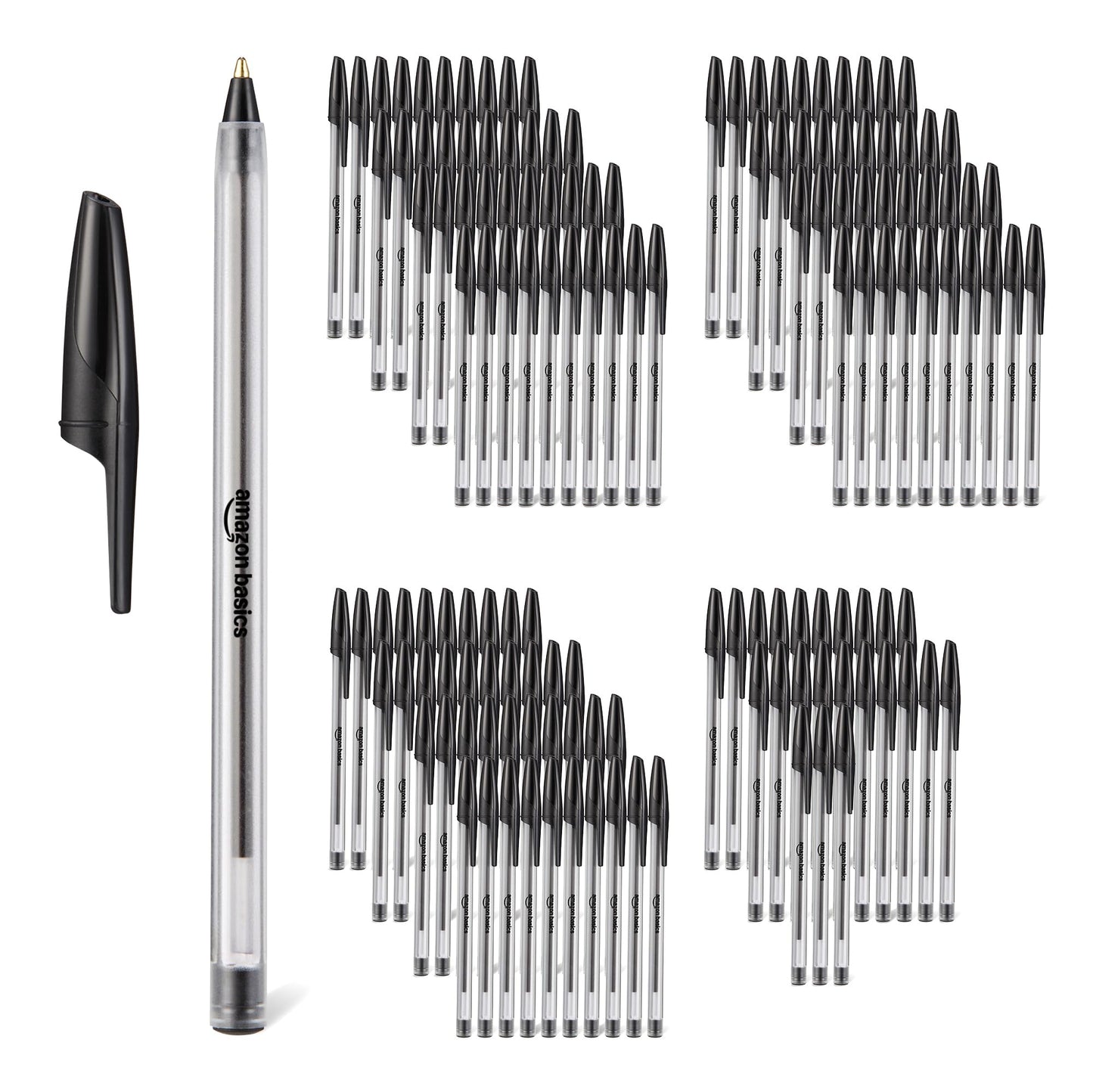 Amazon Basics Ballpoint Pens, Medium Point 1.0mm, Black Ink, 144-Pack