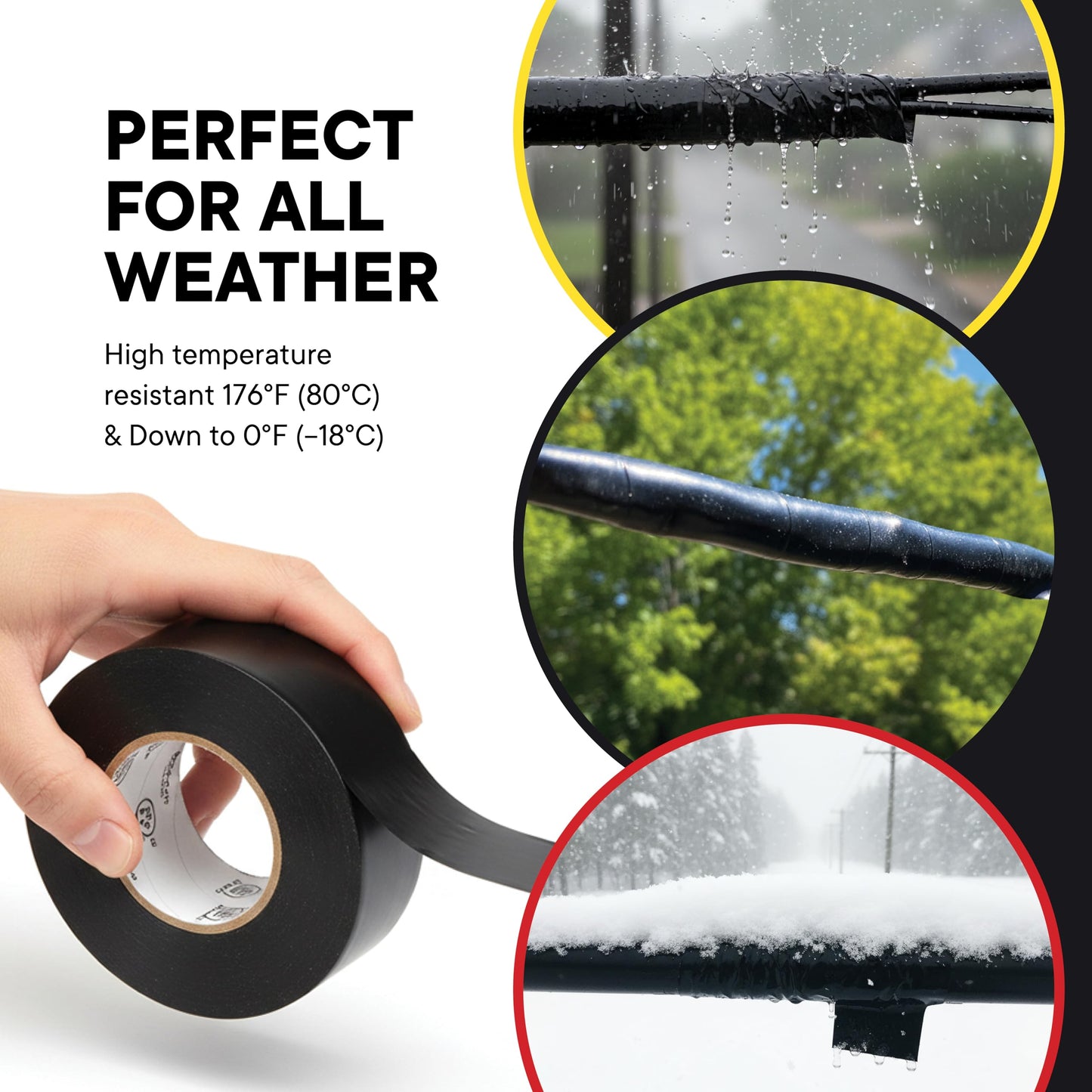 TAPEWELL Black Electric Tape, Professional Grade 3/4 inch x 66ft, PVC Electrical Insulating Tape for All Weather, U/L Approved, Waterproof, Home Improvement Electrical Equipment, Pack of 20