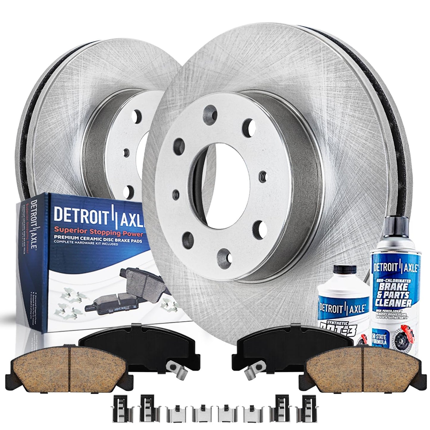 Detroit Axle - Front Brake Kit for 90-00 Honda Civic, 90-91 CRX, Disc Brake Rotors Ceramic Brake Pads 1990 1991 1992 1993 1994 1