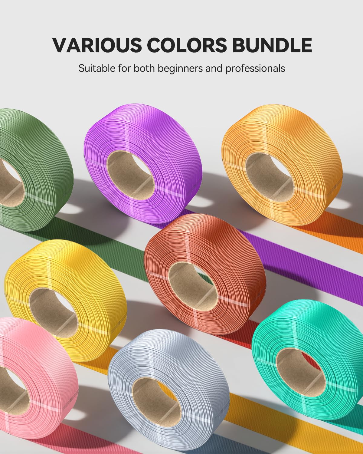 SUNLU 4KG Silk PLA Plus Filament Refill, No-Spool 3D Printer Silk Filament 1.75mm for Reusable Spools, Compatible with Bambu Lab 3D Printers, 1KG/Roll, 4 Packs, Light Gold+Silver+Black+Grey
