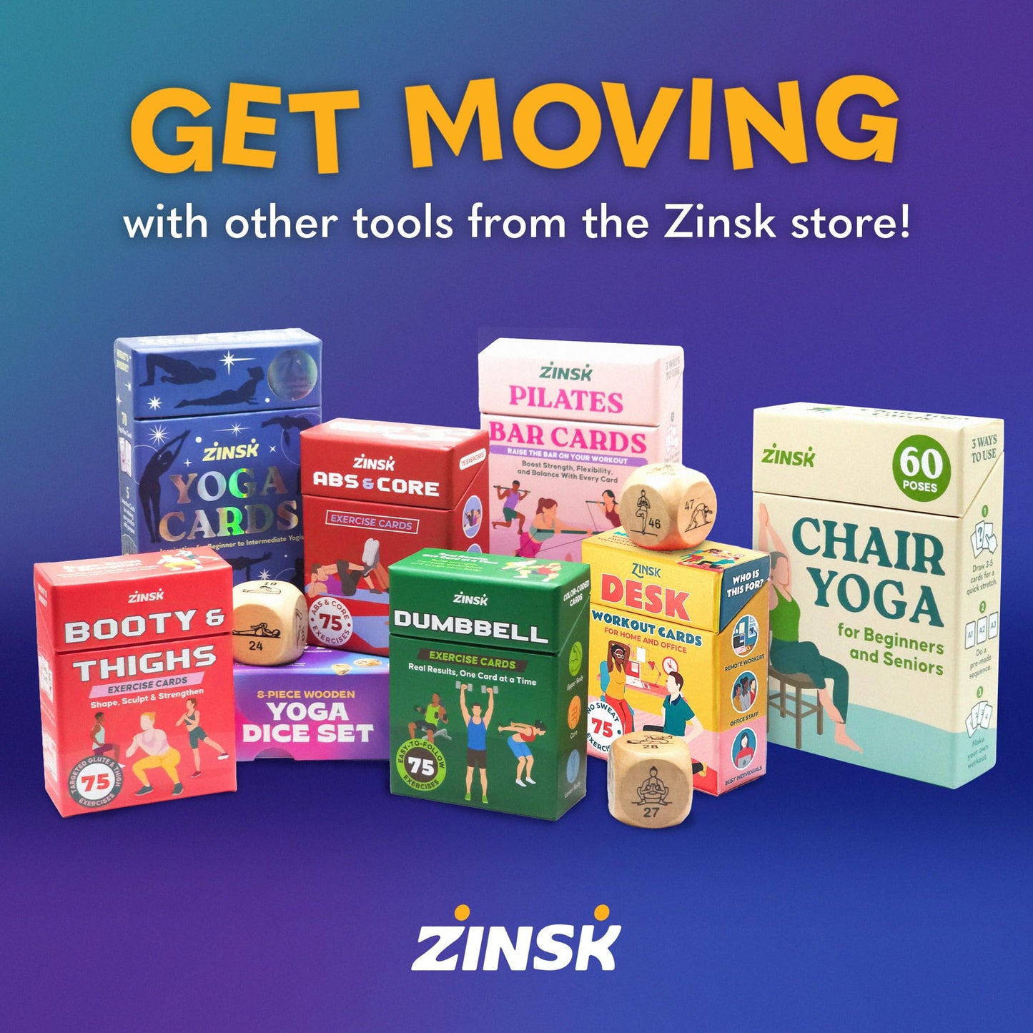 Zinsk 75 Pilates Bar Exercise Cards – Create Home Workouts that Sculpt and Tone – 3" x 5" Cards with Full Instructions – Includes Getting Started Pamphlet with 8 Pre-Made Routines