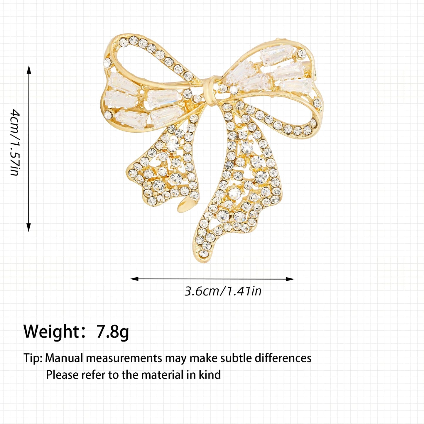 Vancy Utopia Rhinestone Bow Brooch Crystal Bowknot Brooches for Women Brooch Pin Wedding Fashion Jewelry Accessories,Women Gift