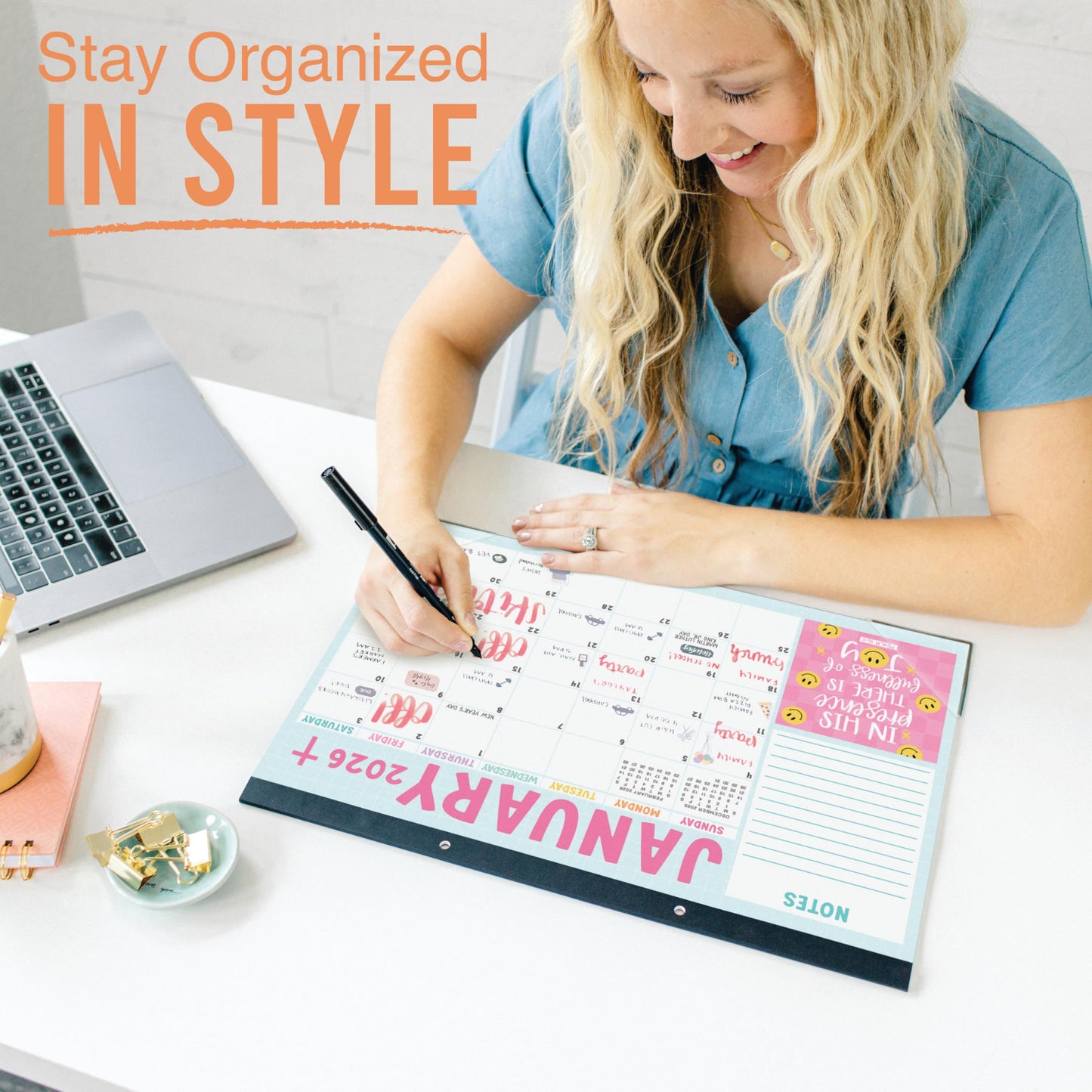 Hadley Designs Large Teacher Desk Calendar 2026-2027 - Desktop Calendar 2026, 18-Month Desk Calendars for Home, Office & Classroom, Cute Classroom Must Haves, Teacher Appreciation Gifts