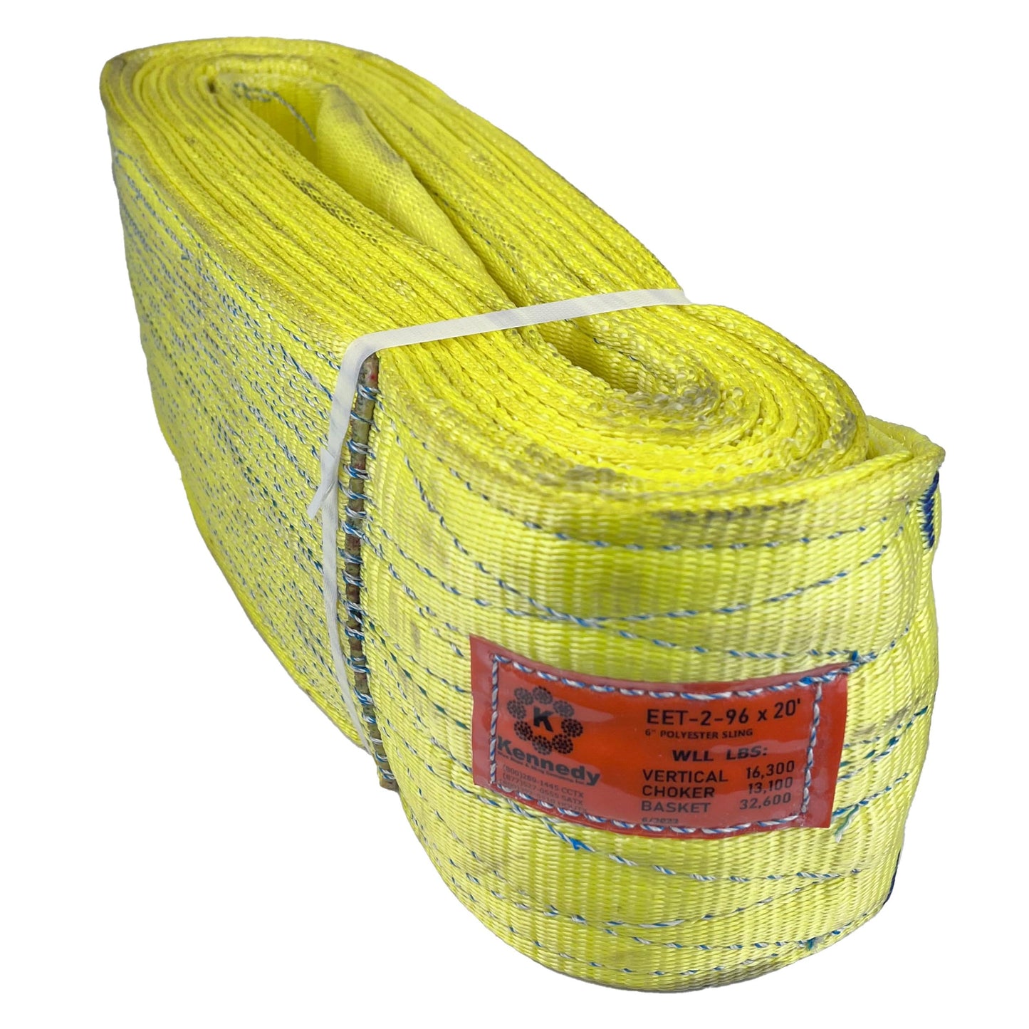 Kennedy Wire Rope & Sling Co. 6" x 50' 2-Ply Twist Eye Polyester Lifting Sling (Various Sizes in Listing) Made in The USA