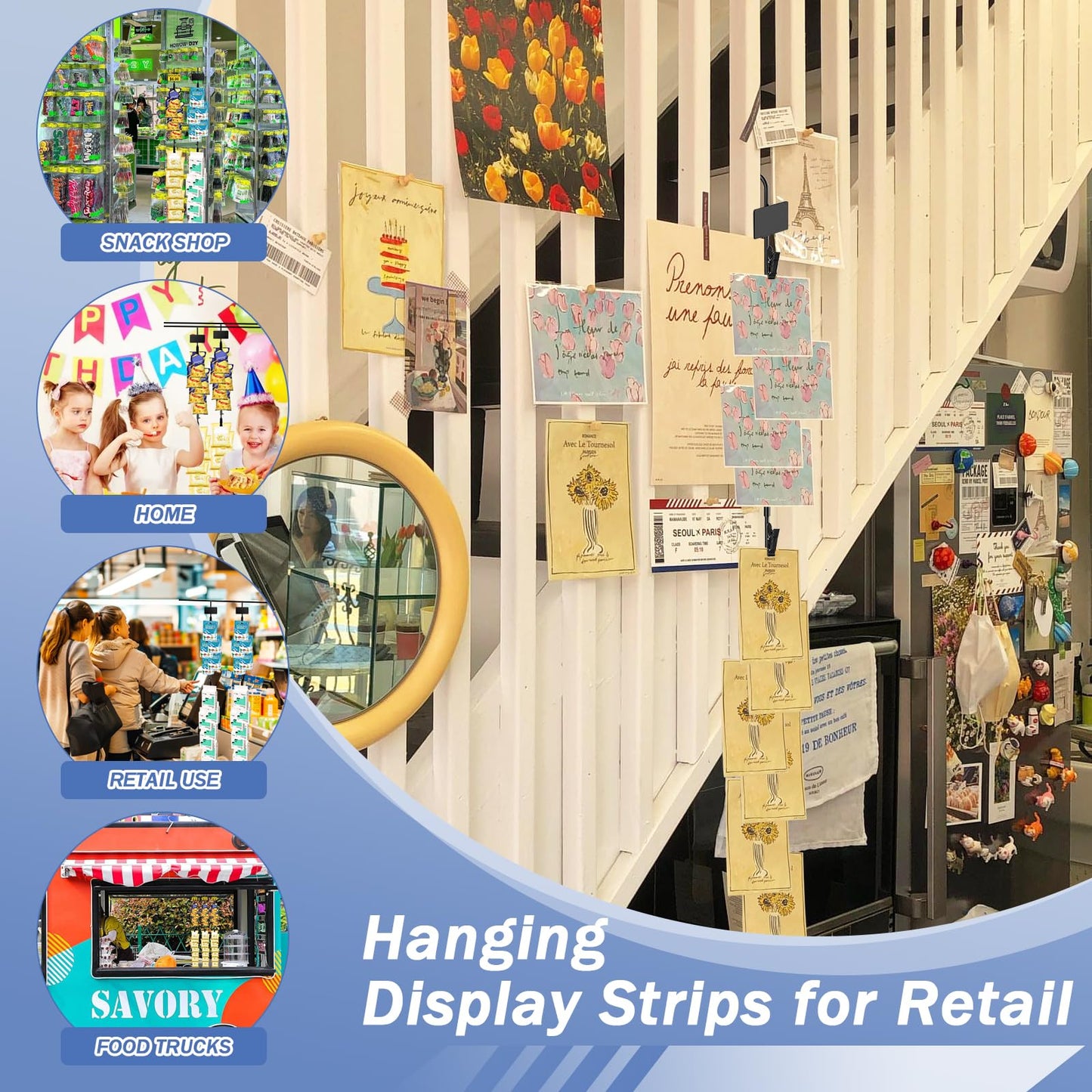 Ngdiluxury Hanging Merchadise Strips with Hooks,32 inches Chip Display Rack Stand 72 Clips Potato Chip Bag Holder with Label Headers Metal Retail Display Rack for Snack Candy 6Pcs Black