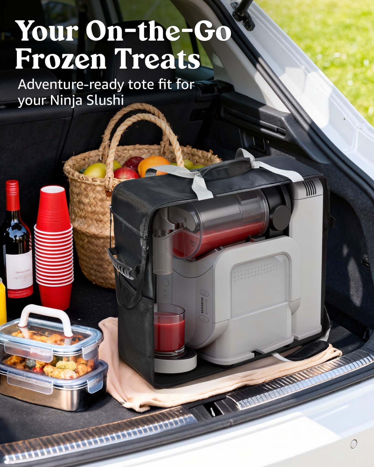 BS-VOG Carrying Bag for Ninja Slushie Machine FS301 & FS300, Portable Travel Tote Storage Bag with Front-Opening Design for Frozen Drink Maker, Thick Padded Protector for Machine Accessories