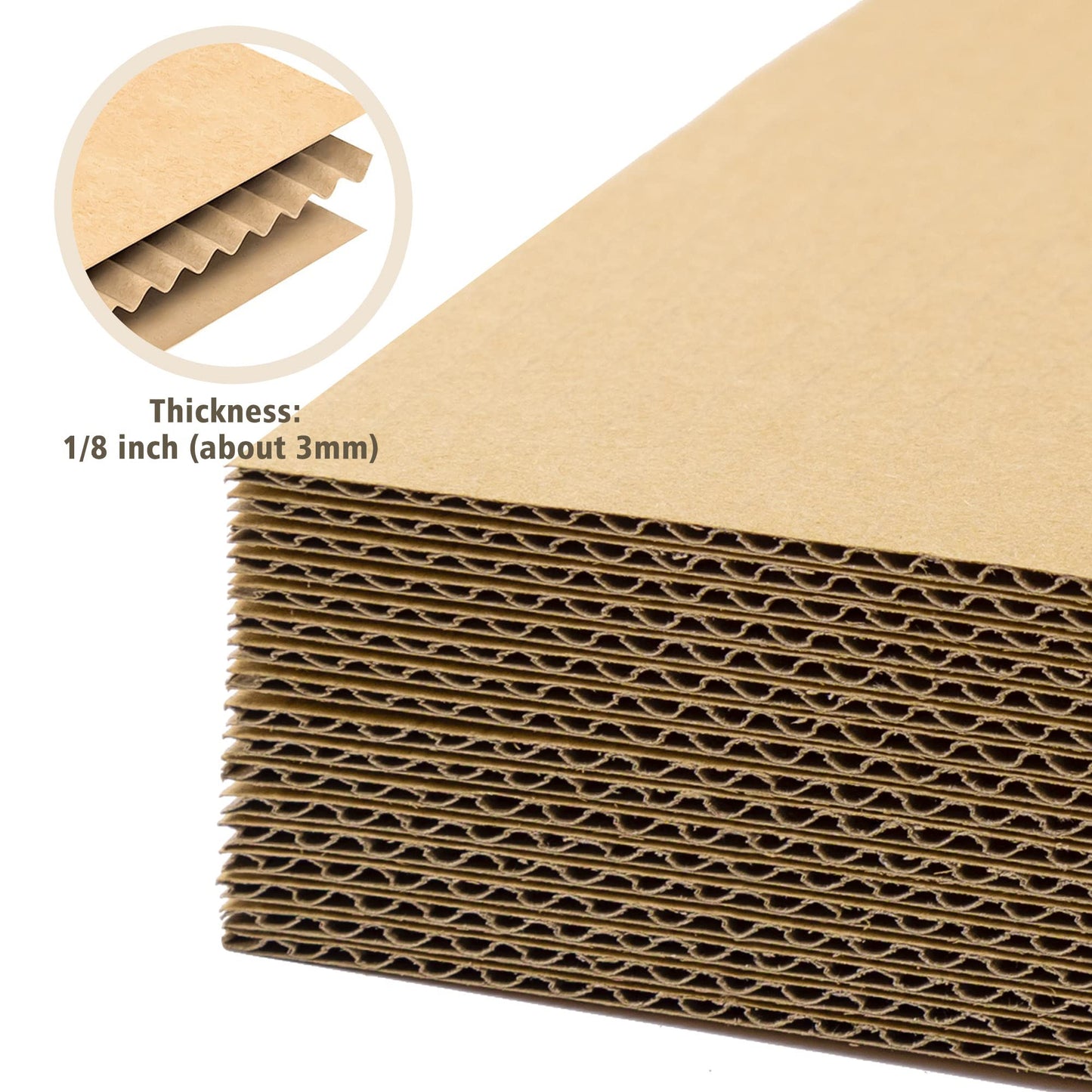 Golden State Art, 50 pack 9x12 Corrugated Cardboard Sheets Cardboard Inserts Flat Cardboard Layer Pads for Packing, Mailing or Art Crafts (1/8" Thick, Brown)