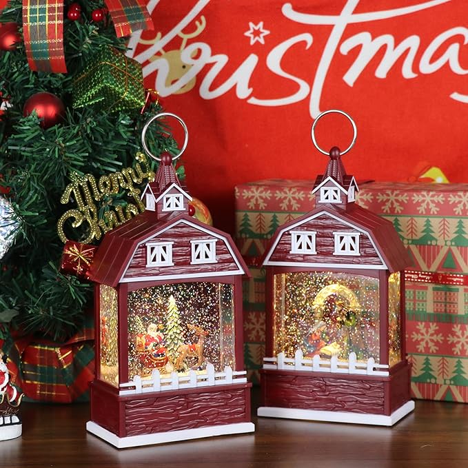 Eldnacele Musical Snow Globe Lantern with Timer, Lighted USB/Battery Operated Swirling Singing Water Glittering Snow Globes Lantern for Adults and Kids Christmas Decoration- Nativity