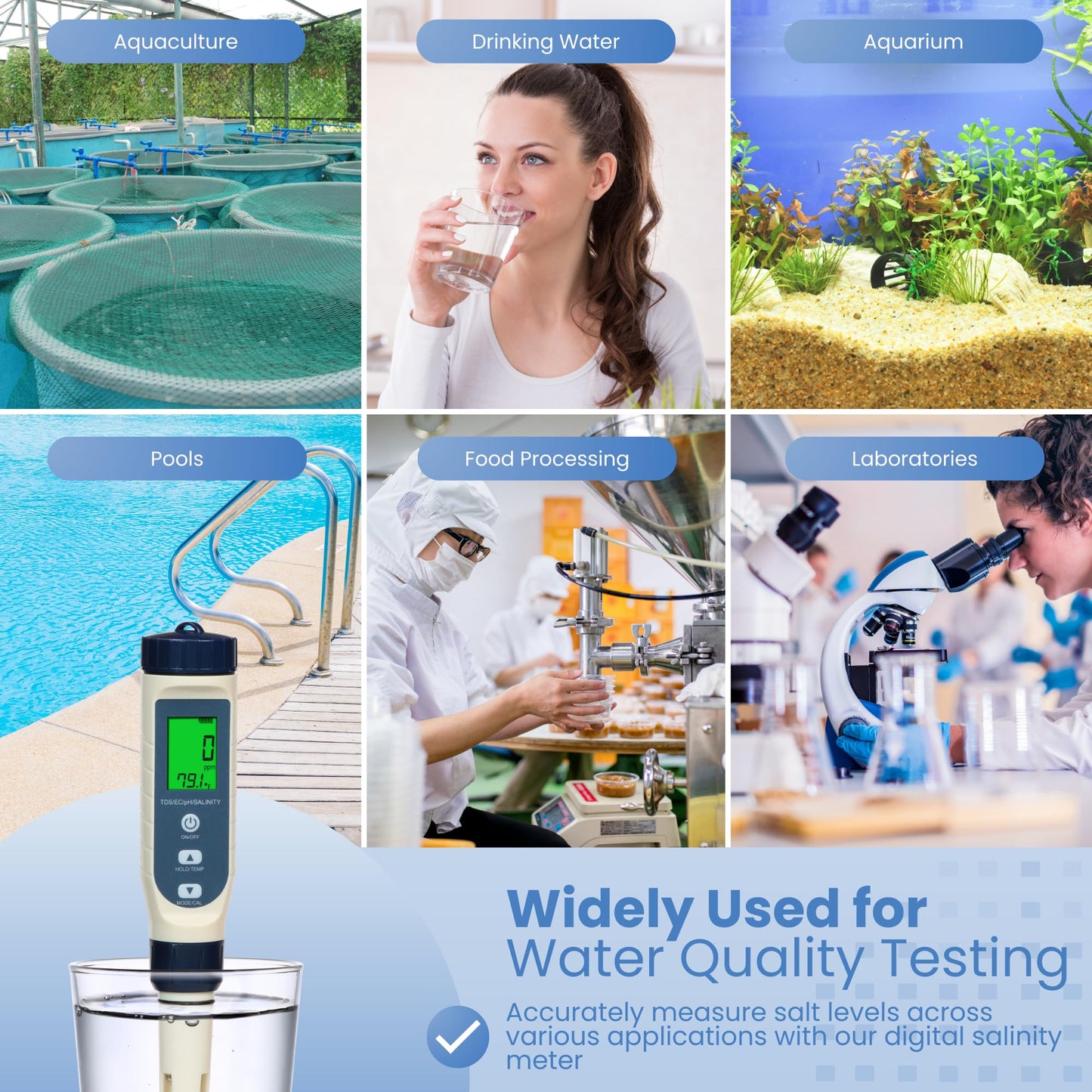 All-New 2026 Pool Salt Tester & pH Meter | Digital 5-in-1 Salinity, pH, Temperature, EC & TDS Meter for Pools, Hot Tubs, Aquariums, Hydroponics, and Drinking Water – High Accuracy & Easy Calibration