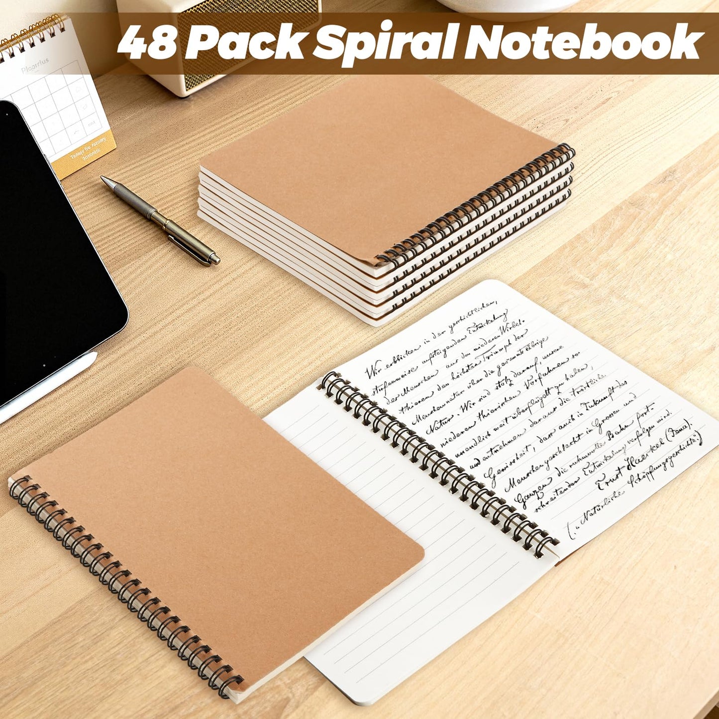 LISHINE 48 Pack Spiral Notebook A5, 120 Pages/600 Sheets, 8.1"x 5.7" Spiral Journal Notebook Small Hardcover Ruled Lined Spiral Notebook for Work, Writing, School Supplies