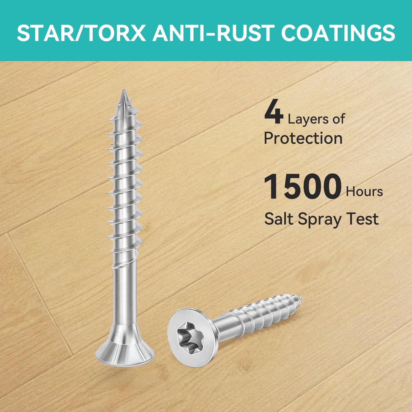 Wood Screws Torx Star Drive #4 × 3/4 inch Deck Screws T10 Flat Head Countersunk Self Tapping Thread Cut 1100pcs M3 × 20 Galvanized Carbon Steel Very Small Size Screw(1100PCS/2LB)