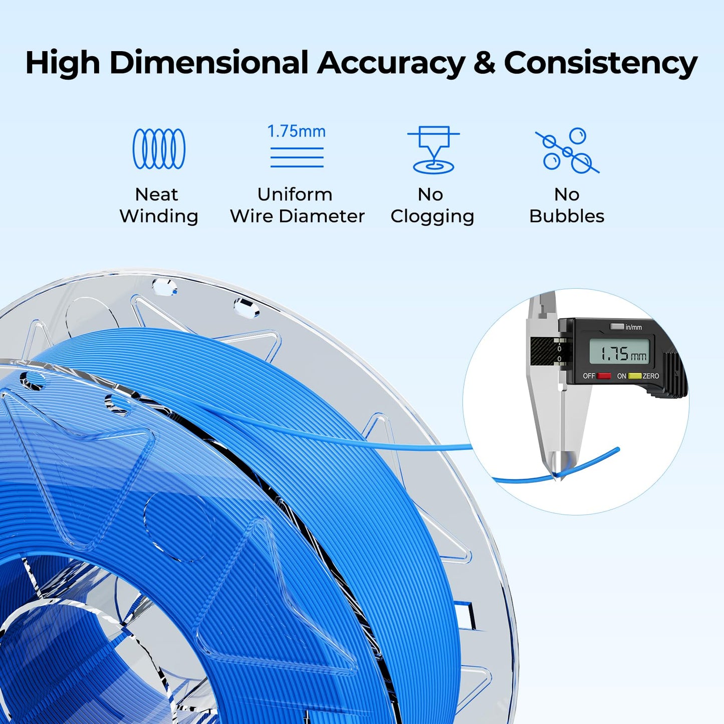 Creality 3D Printer RFID Filament, Hyper PLA Filament 1.75mm Bundle for 3D Printing, Hyper PLA RFID Filament No-Tangling High Precision, 1KG(2.2 lbs) Spool (Blue)