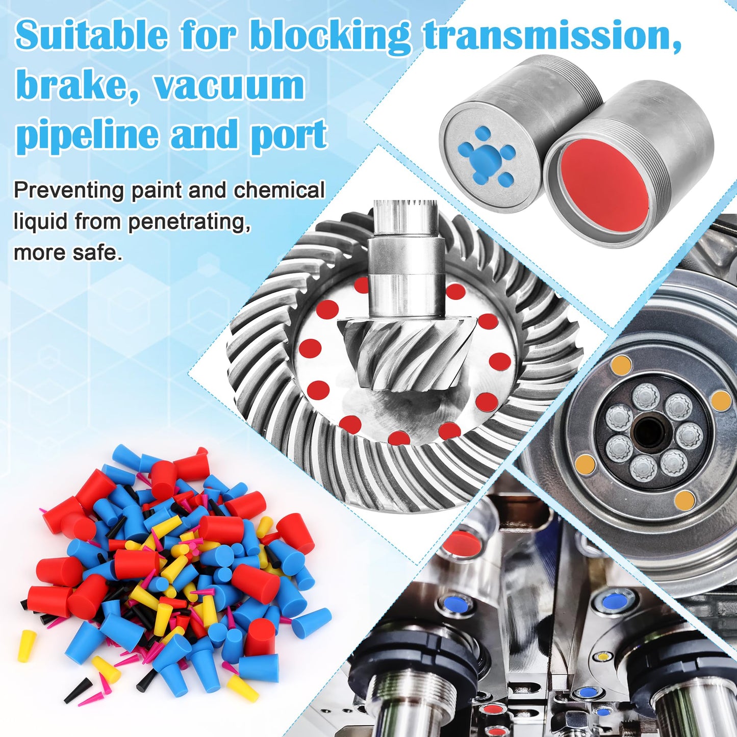 360PCS Silicone Rubber Tapered Plug, Coldairsoap High-Temperature Resistant Rubber Stoppers 8 Size 1/16" to 5/8" for Hole Plugs, Spraying, Coating, Painting Protection (360)