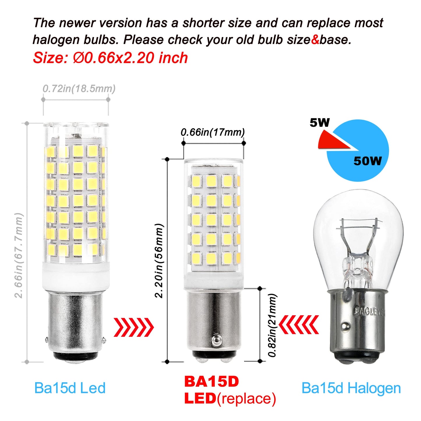 Ziomitus 120 Volts BA15D LED Double Contact DC Bayonet Base Sewing Machine Bulb 6000K Daylight Bright White, 50W 75W Halogen Equivalent, T3/T4/C7/S6 Ba15d 5W Led Light Bulbs, 5Pack
