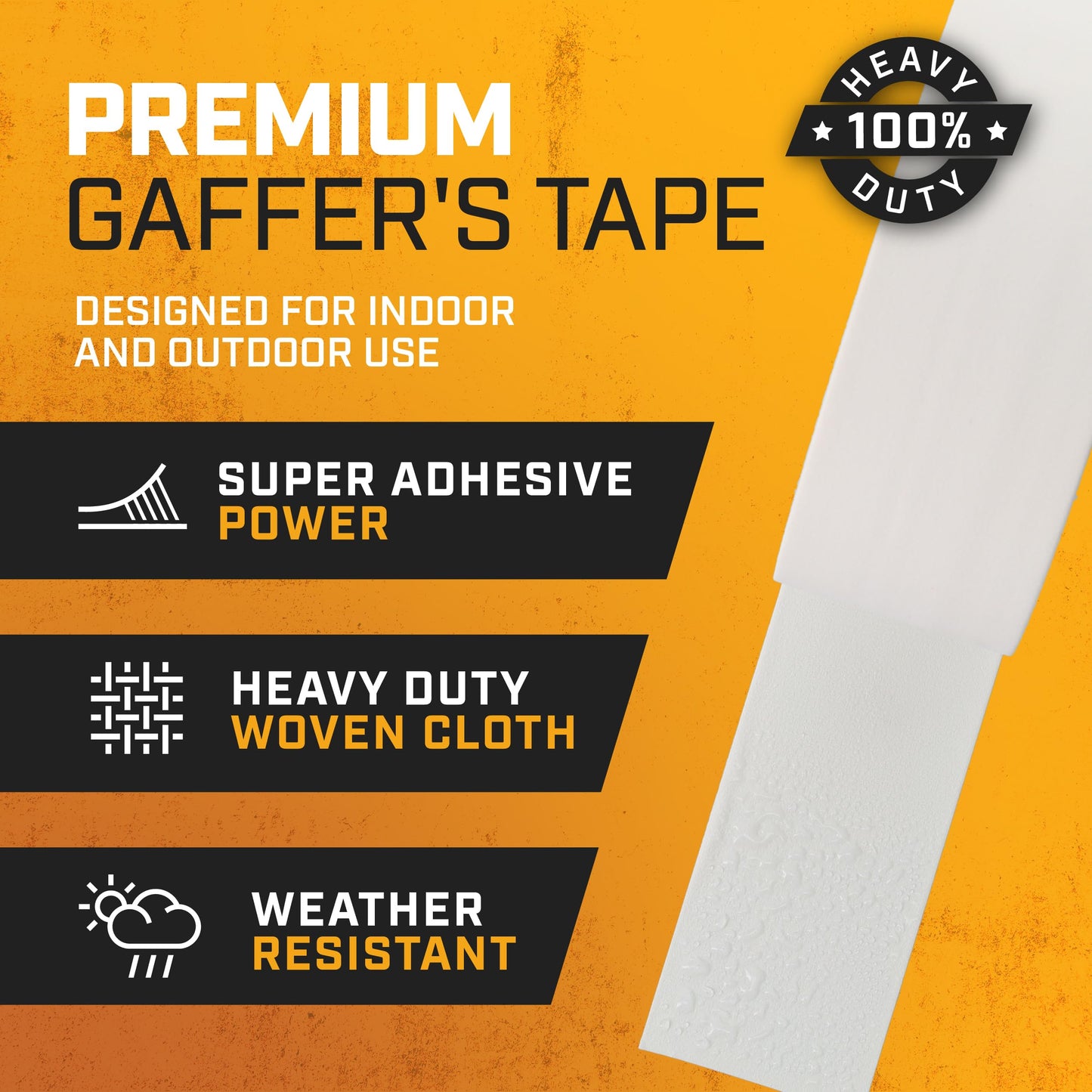 Lockport White Gaffers Tape 2 inch x 45 Yards - Pro White Gaff Tape - No Residue, Water Resistant, Non- Reflective, Easy Tear - Multipurpose