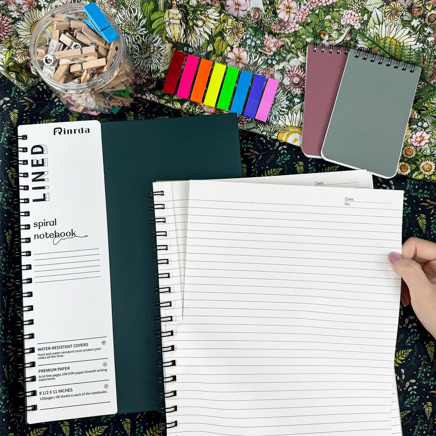 Rinrda Lined Notebook Spiral Notebook 8.5" x 11"-4 Pack Large Journal Hardcover Notebook 7mm College Ruled Notebook 120 Pages 100 GSM Thick Hardcover Journal for School (LINED, Mult-color)
