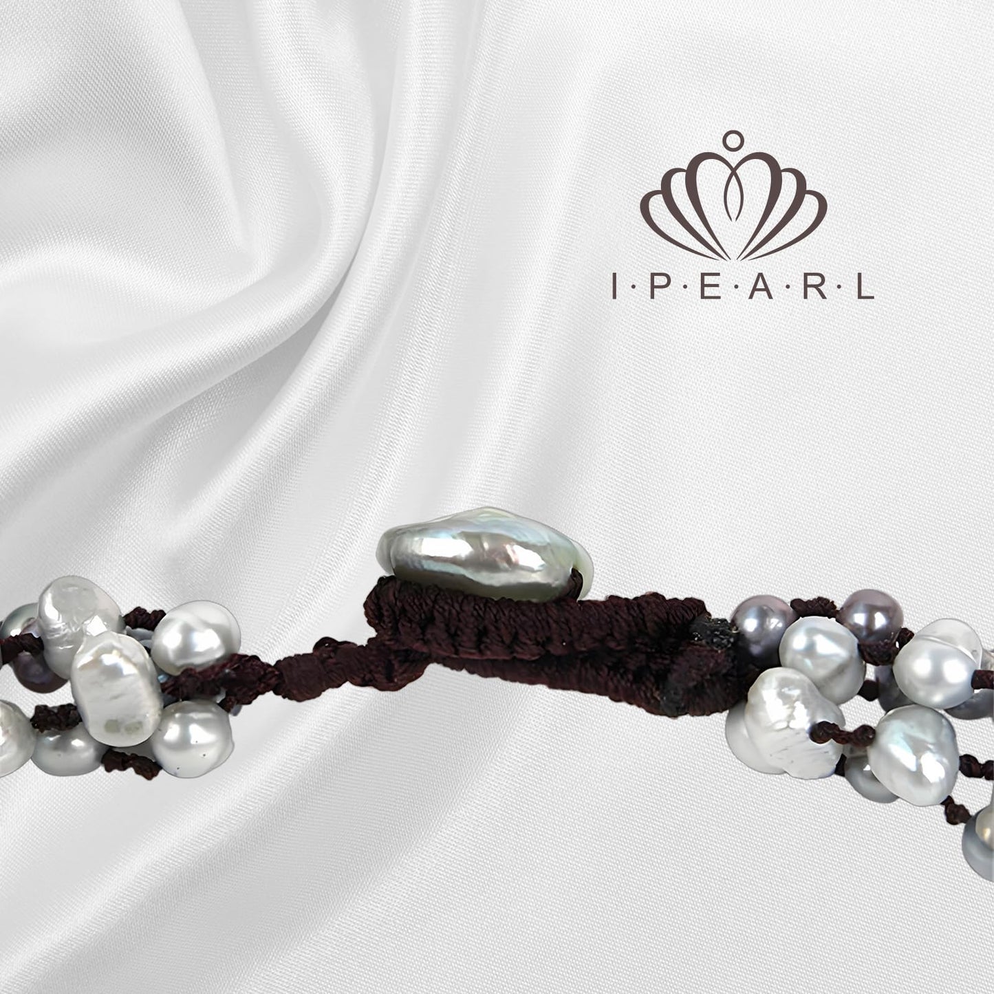 Handmade Silver Grey Baroque Pearl Necklace – Multistrand Freshwater Pearls & Sea Green Crystal, Pearl Clasp Beaded Charms Baroque Luxury Jewelry Gift