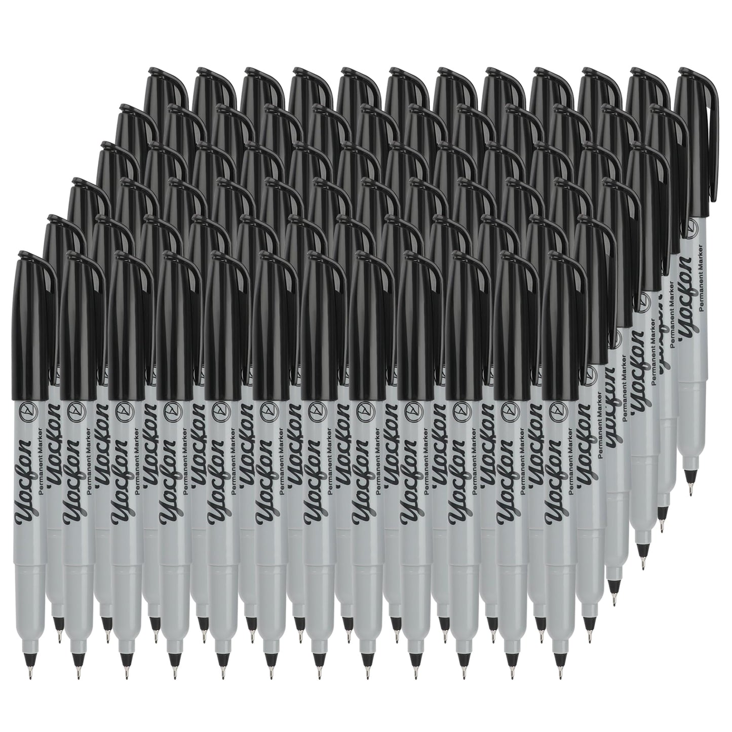 Yocfon Permanent Markers Ultra Fine Tip, Bulk Pack Of 72 Count Black Permanent Marker Set, Quick-Drying Ink, Works On Plastic, Wood, Stone, Metal And Glass