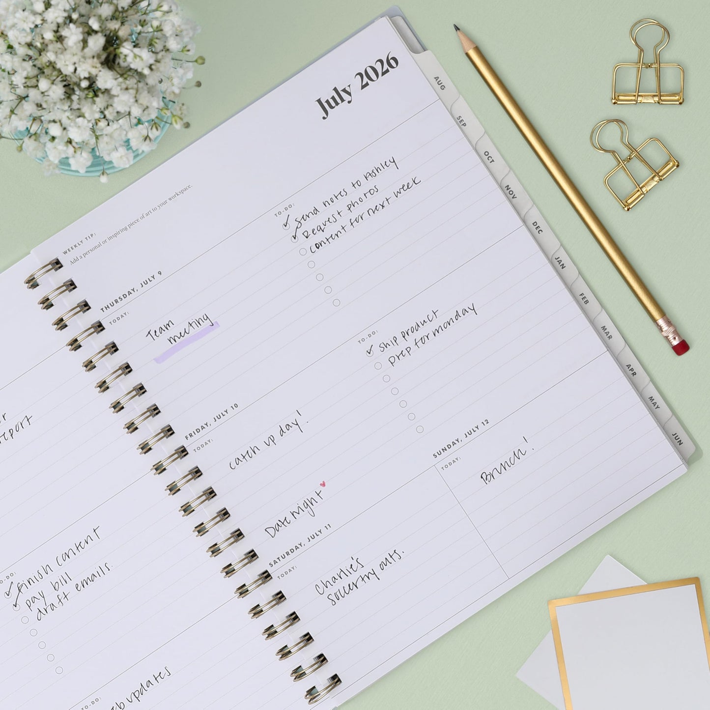 Blue Sky The Everygirl 2026-2027 Weekly and Monthly Academic Year Planner Calendar, July 2026 - June 2027, 8.5" x 11", Flexible Cover, Wirebound, Laminated Tabs, Storage Pocket, Includes Stickers, Stratford Coastal