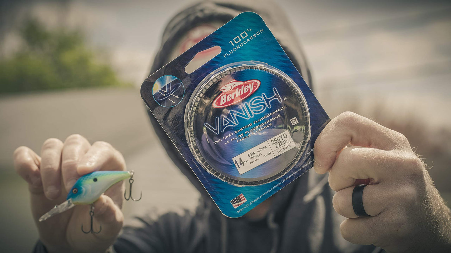 Berkley Vanish®, Clear, 17lb | 7.7kg, 250yd | 228m Fluorocarbon Fishing Line, Suitable for Saltwater and Freshwater Environments