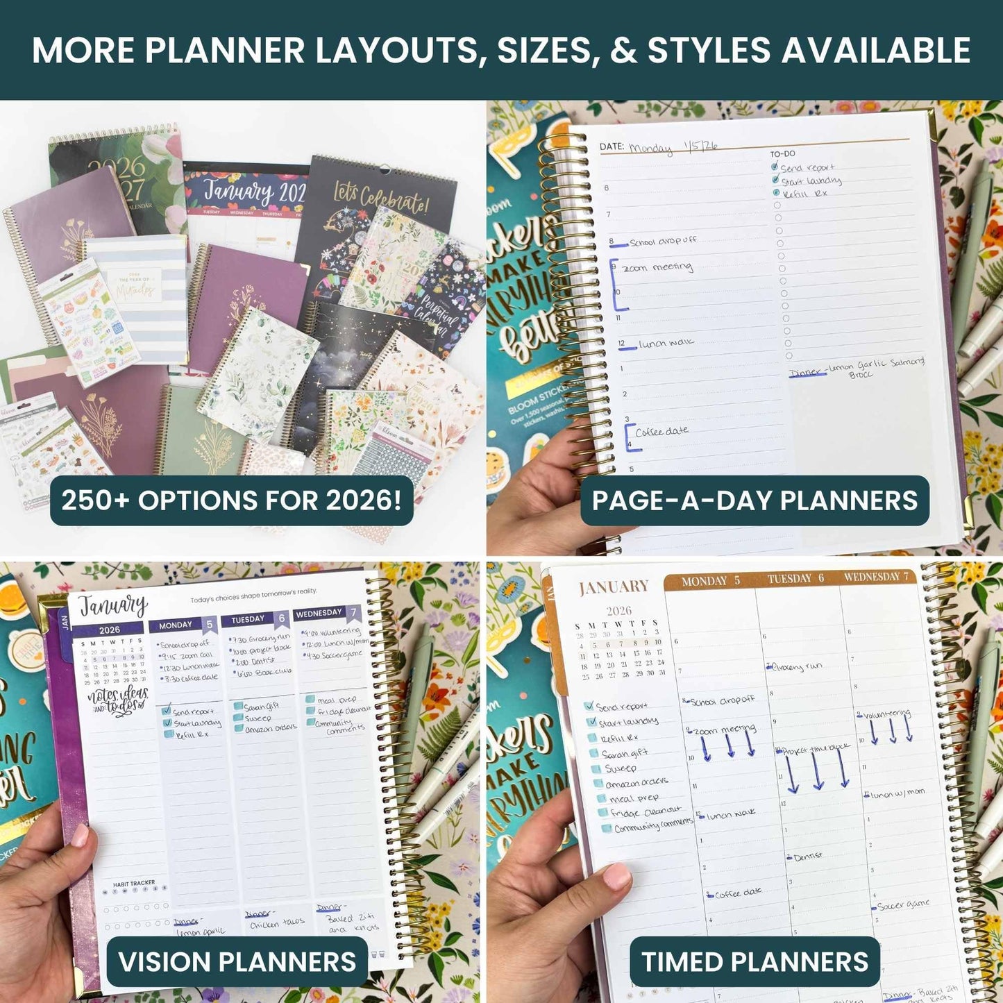 bloom daily planners 2026 Planner (January to December) - 8.5” x 11” Weekly & Monthly Dated Agenda Organizer Book with Stickers & Tabs - Flexible Soft Cover - Moments of Grace