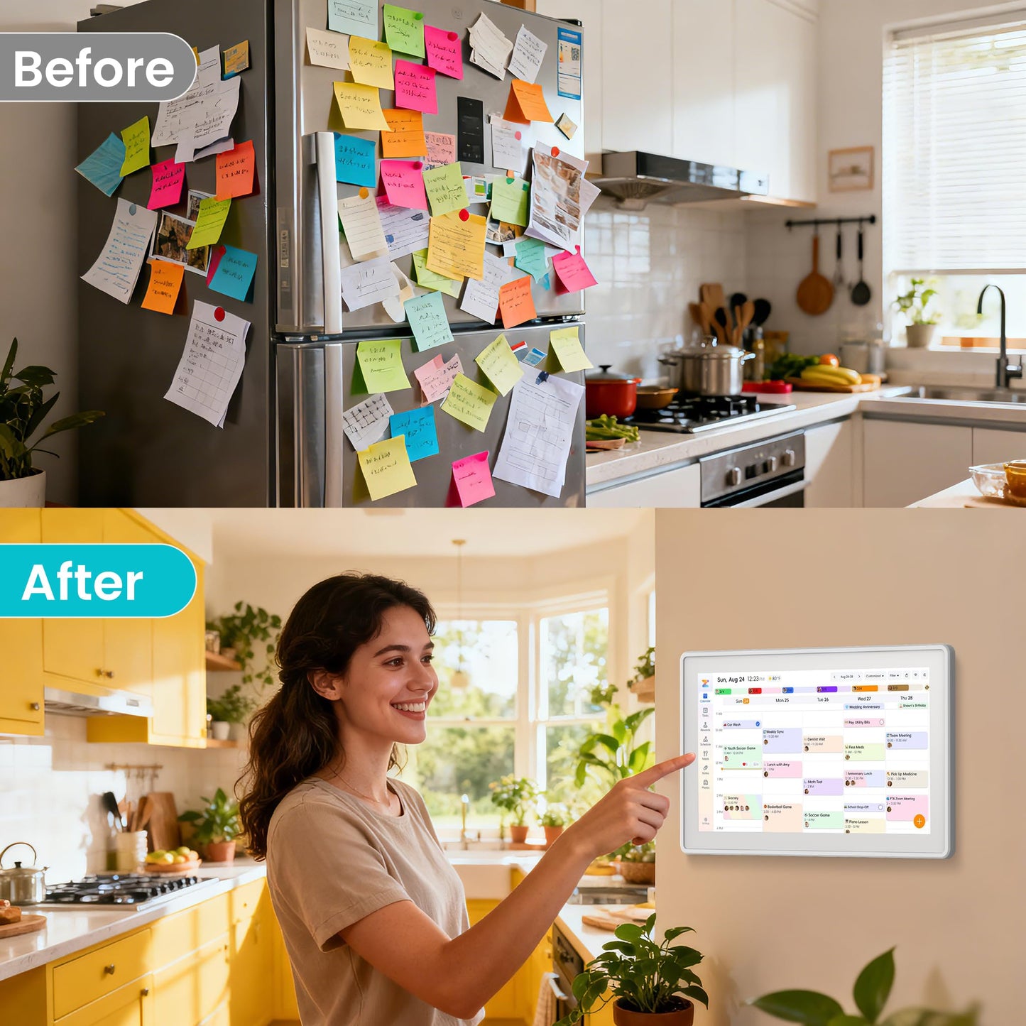 TASKLENDAR 15.6’’ Digital Calendar Frame Wall Touchscreen Electronic Calendar, Smart Family Planner for Schedule, Chore Chart & Meals Task Organizer, Digital Photo Display, Wall & Desk Mountable, White