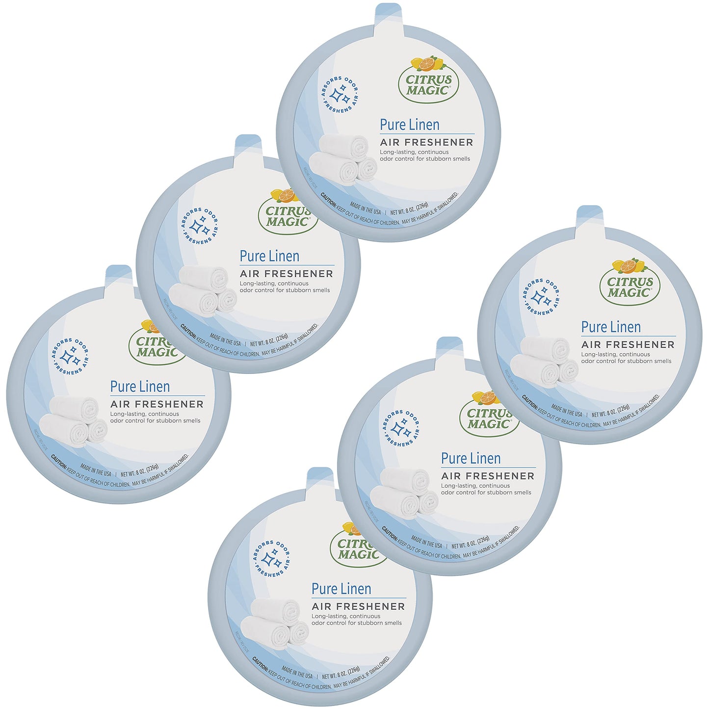 Citrus Magic Odor Absorbing Solid Air Freshener, Pure Linen, 8-Ounce, Pack of 6