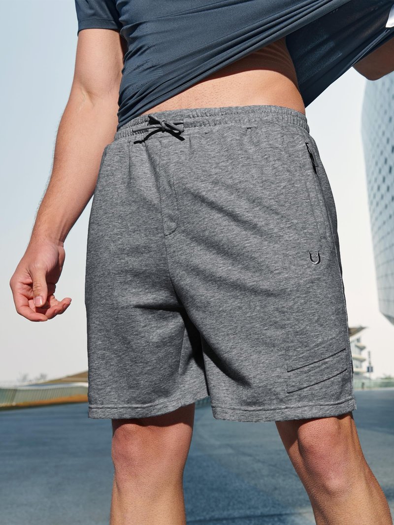 NORTHYARD Men's Athletic Running Shorts Cotton Casual Shorts with Zipper Pockets 7" Workout Gym Sweat Shorts Smoke Heather 3XL