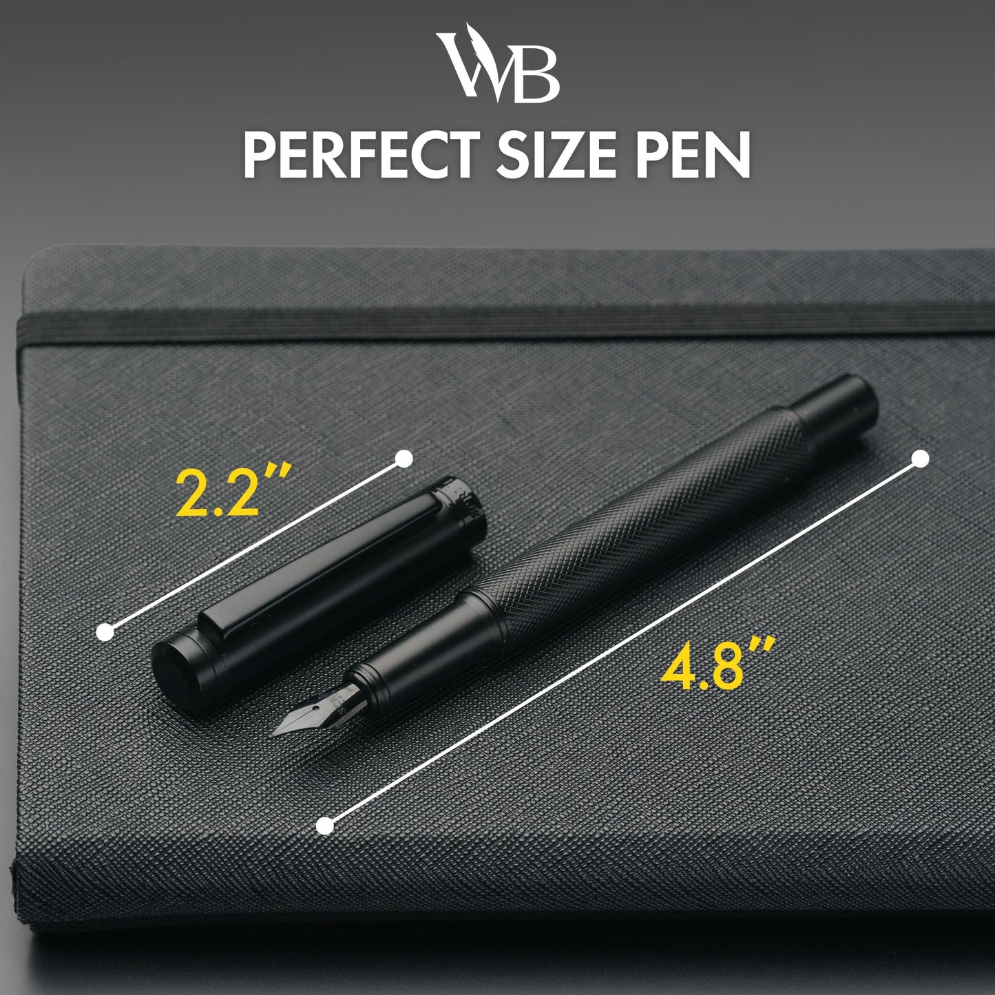 Scrivi Pens Luxury Fountain Pen Set-[Black] Fountain Pens for Writing - Smooth Extra Fine Nib - Includes Refillable Ink Converter, 5 Ink Cartridges [Black & Blue], Gift Box - Elegant Calligraphy