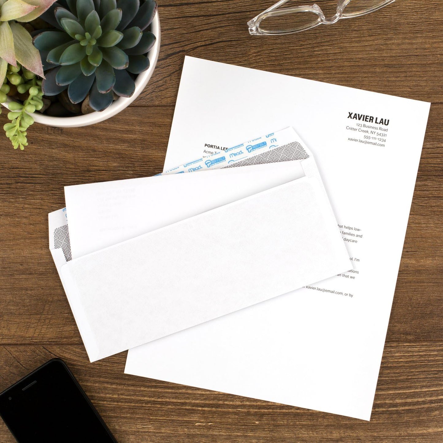 Mead #10 Security Business Envelopes Letter Size 4-1/8" x 9-1/2" – Peel and Seal, Privacy Lined, No-Window, Press-It Seal-It Self-Adhesive for Home & Office Mailing, 500 Count (740010)