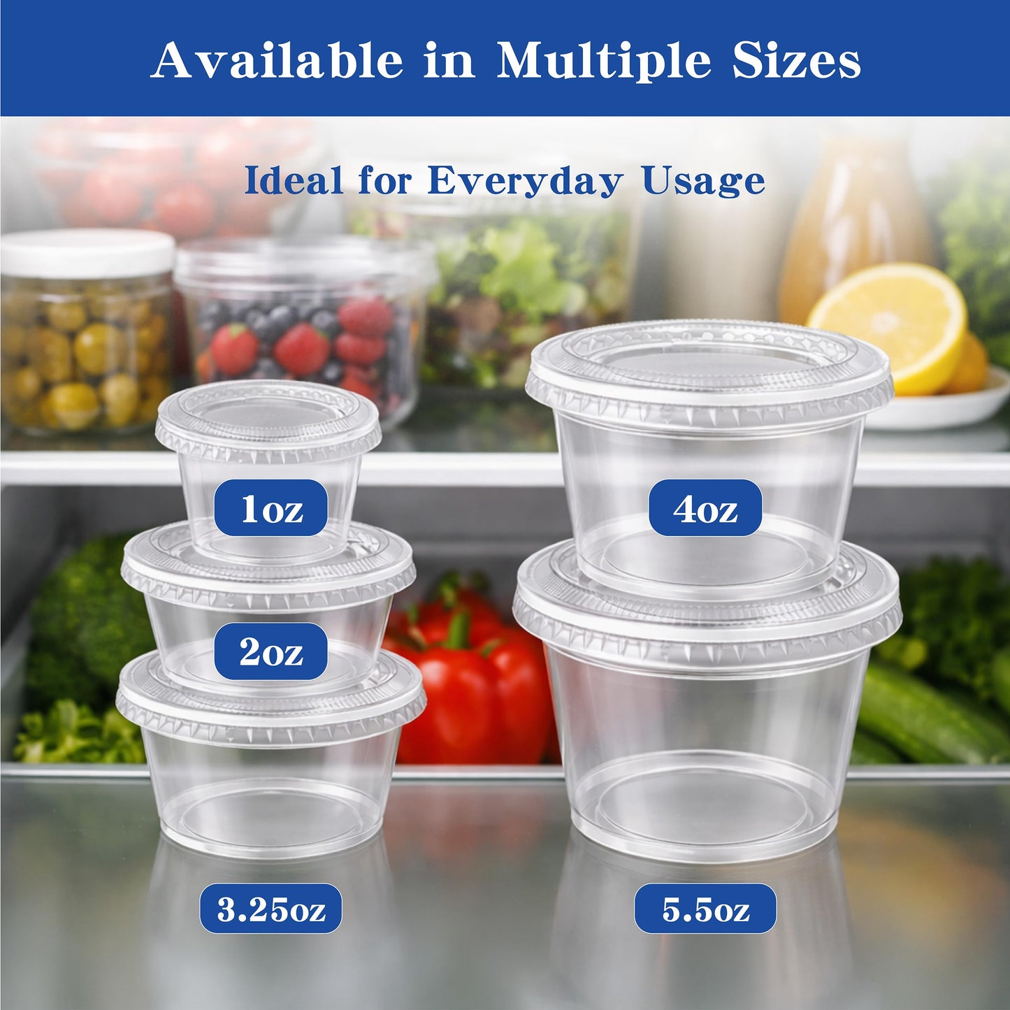 Fansyer 400 sets - 1 oz Containers with Lids, Jello Shot Cups with Lids, Bulk ＆ Clear Portion Cups, Disposable Small Plastic Containers for Salad Dressing, Condiments, Sauce, Snacks