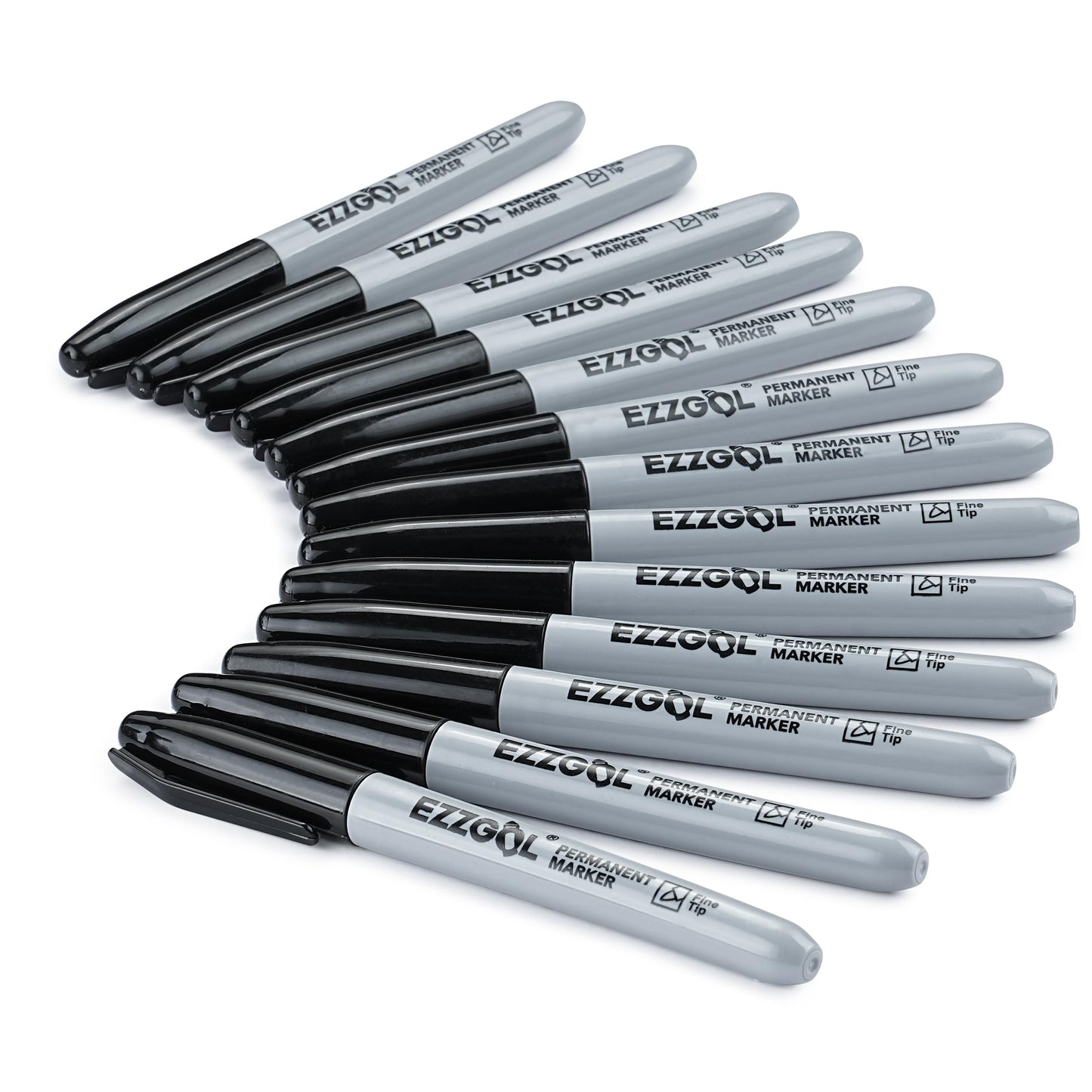 Ezzgol Permanent Markers Bulk, 150 Pack Fine Tip Black Permanent Markers, Waterproof Markers, Premium Smear Proof Pens, Quick Drying, Office Supplies for School, Office, Home