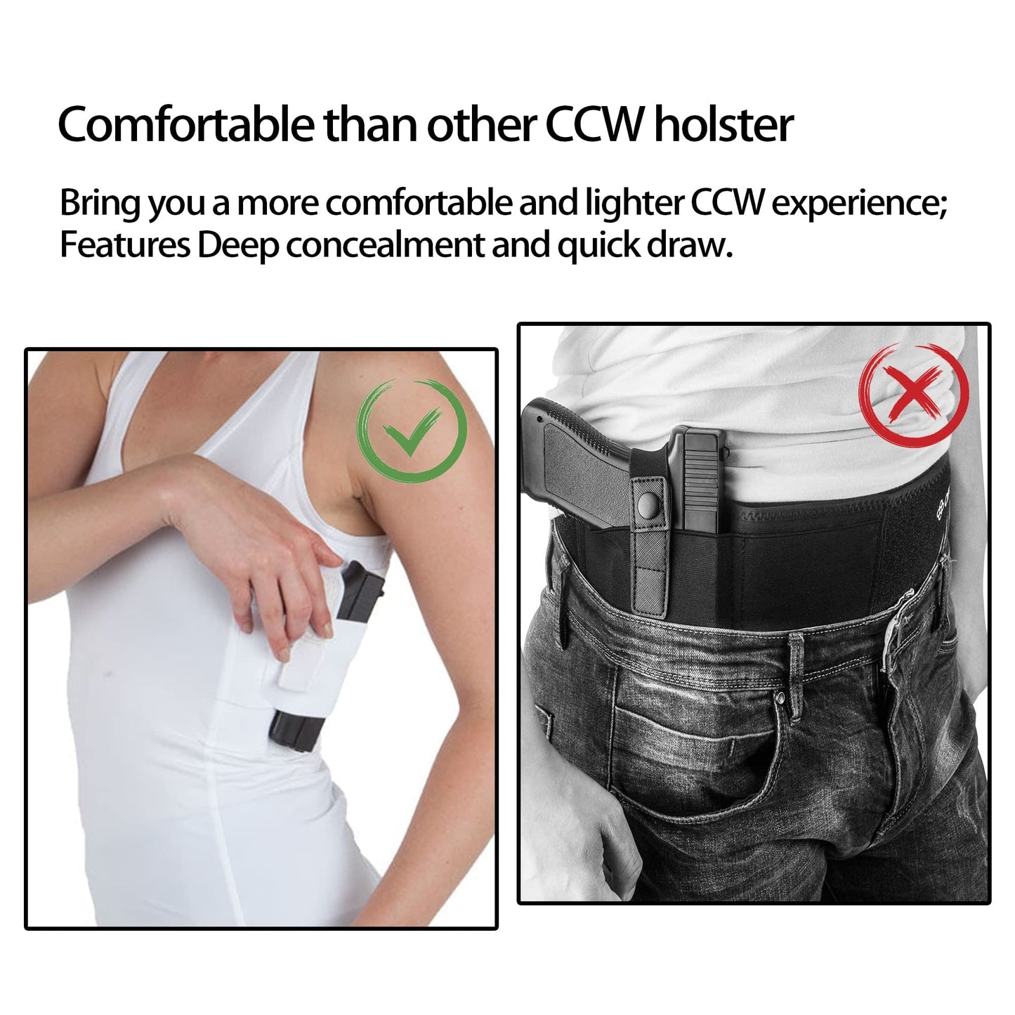 Lilcreek Womens Concealment Tank Top Undercover Concealed Gun Holster Shirt Concealed Carry Clothing CCW Tactical Holster