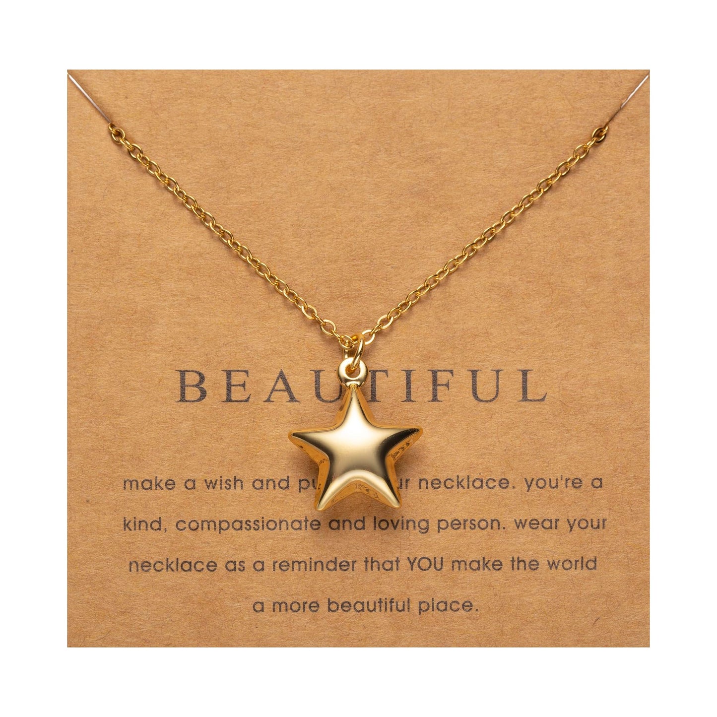 ZKJTEARY Gold star necklace for Women Trendy Dainty 18K Gold Chain lucky Star jewelry Pendant Gift Card for Women Mom Grandma (Gold Star)