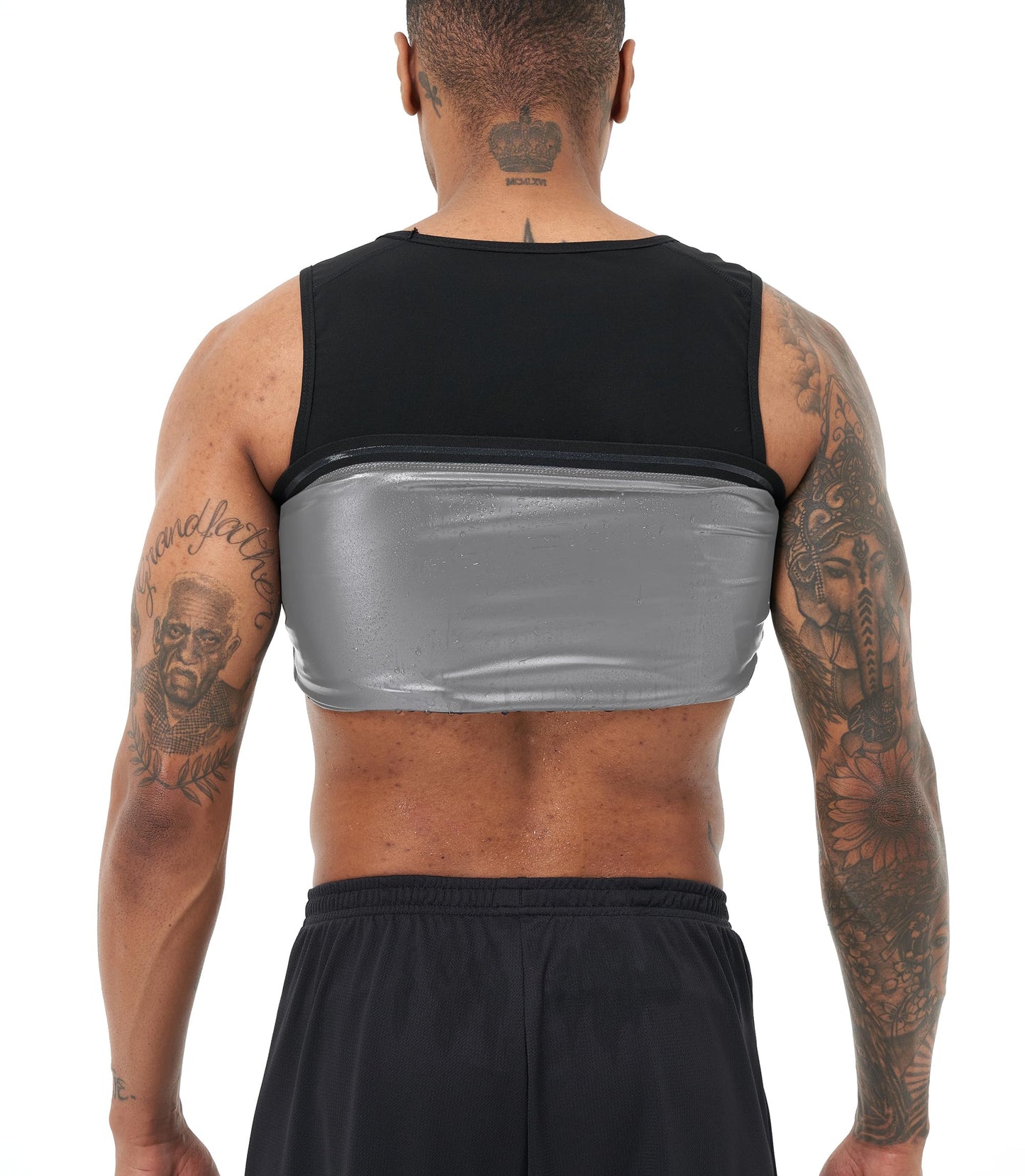 BODYSUNER Sauna Sweat Vest Workout Tank Top Waist Trainer for Men Compression Workout Enhancing Vest (Sliver, 2XL3XL)