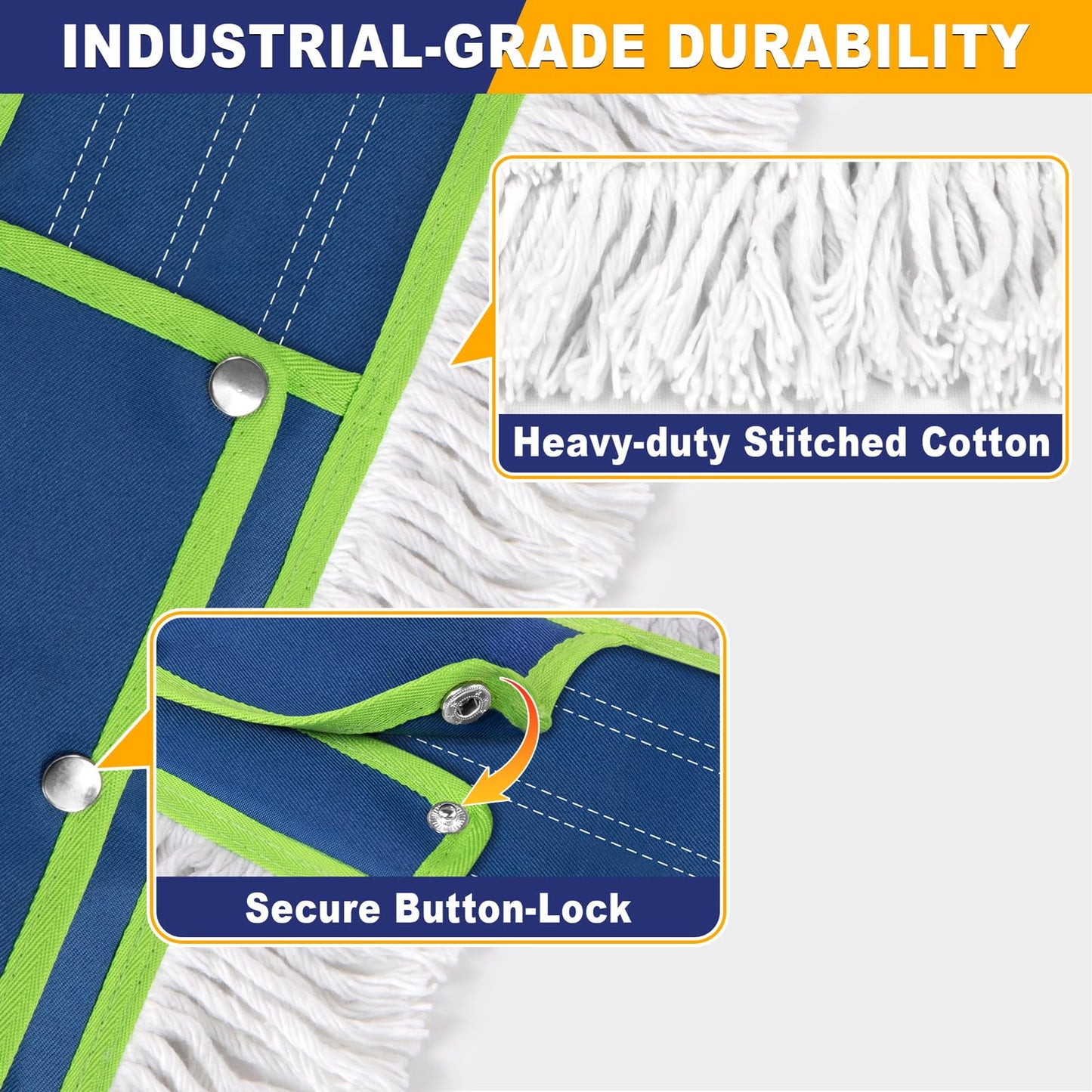 41" Commercial Dust Mop Replacement Heads: Resuable Washable Industrial Cotton Pads Refills for Janitors Warehouse Gym School Floor Cleaning, Only Fit for B0FN7JTZDK