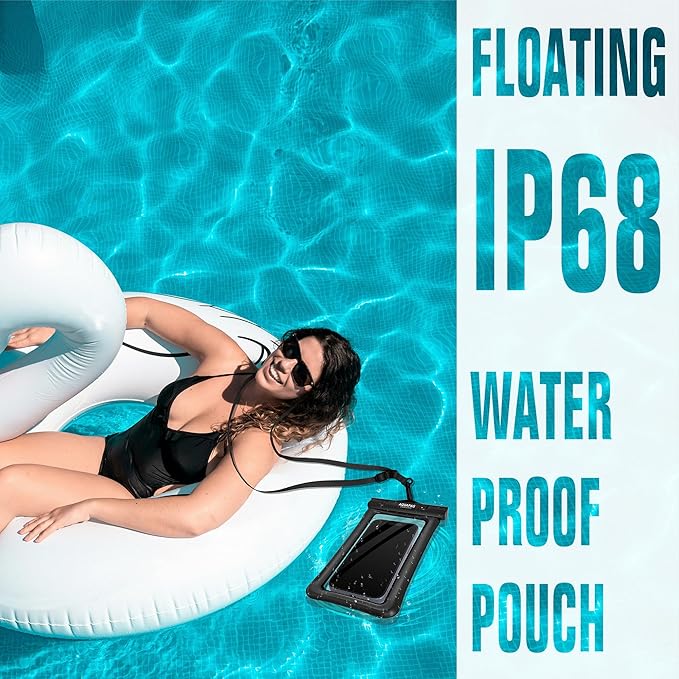 NEPHI IP68 Waterproof Phone Pouch 2 Pack-Up to 7.0"，Adjustable Neck Lanyard Floating Waterproof Phone Case for iPhone,Phone Dry Bags for Vacation Beach Pool Travel Essentials (Black Green 2 Pack)