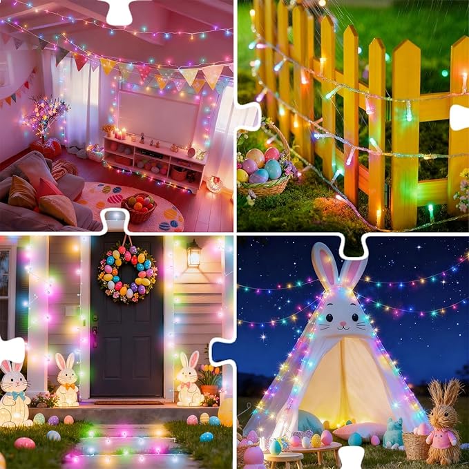 LJLNION 300 LED Easter String Lights, Extra Long 98.5FT Fairy Lights Outdoor Indoor, 8 Lighting Modes, Plug in Waterproof for Patio Garland Party Bedroom Garden Spring Decorations (Pastel Multicolor)