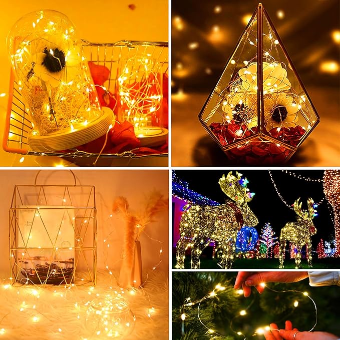 ZGWJ 8 Pack Fairy Lights Battery Operated, Warm White Twinkle String Lights 20 LED 7FT Waterproof 3 Lighting Modes for Bedroom, Halloween, Christmas, Party Indoor and Outdoor Decoration