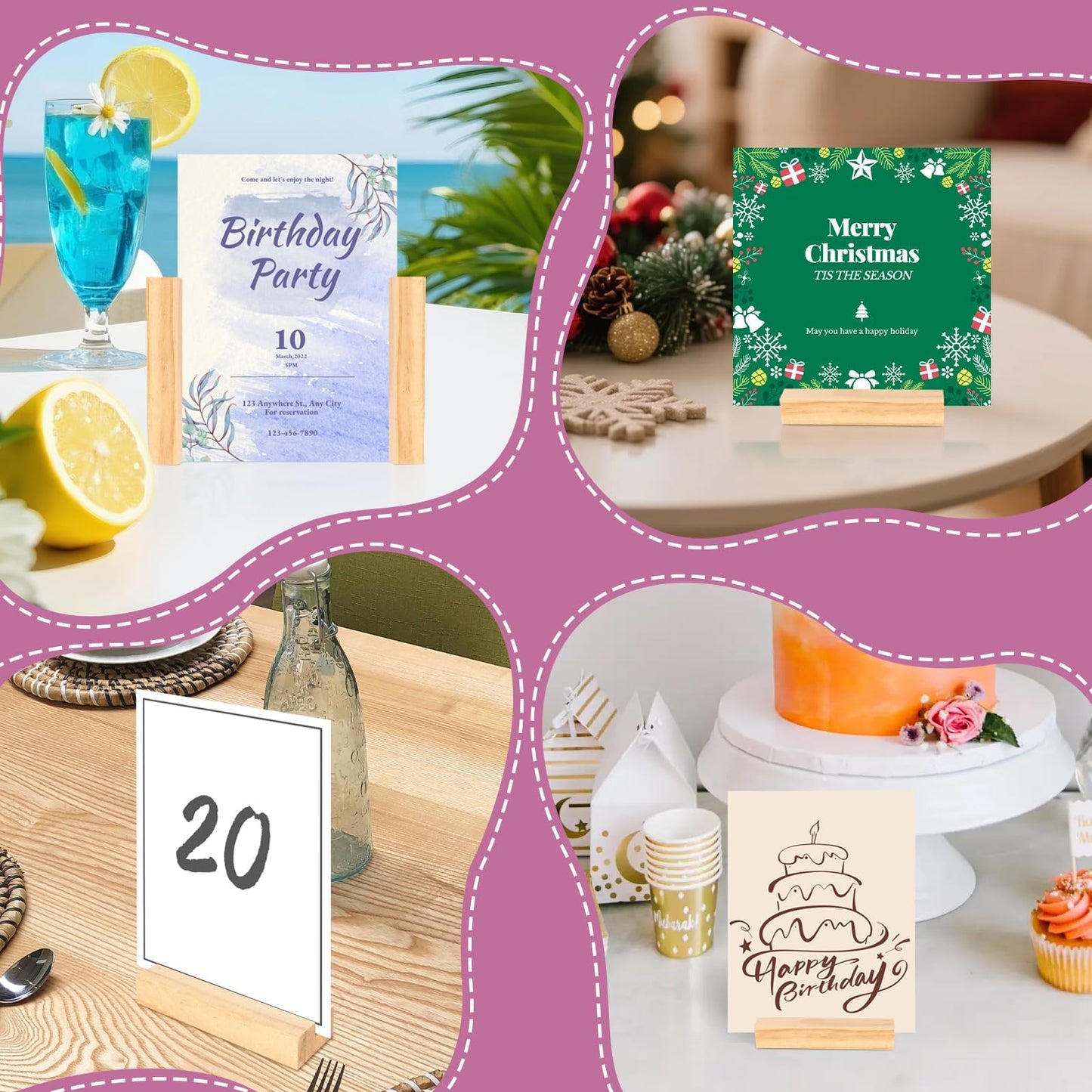 ISUSSER 30Pcs 3.9x1.4 Inches Wood Table Number Stands, Wood Place Card Holders, Picture Holder Acrylic Sign Holders for Wedding, Ceremony, Birthday, Party, Home Decoration, Events