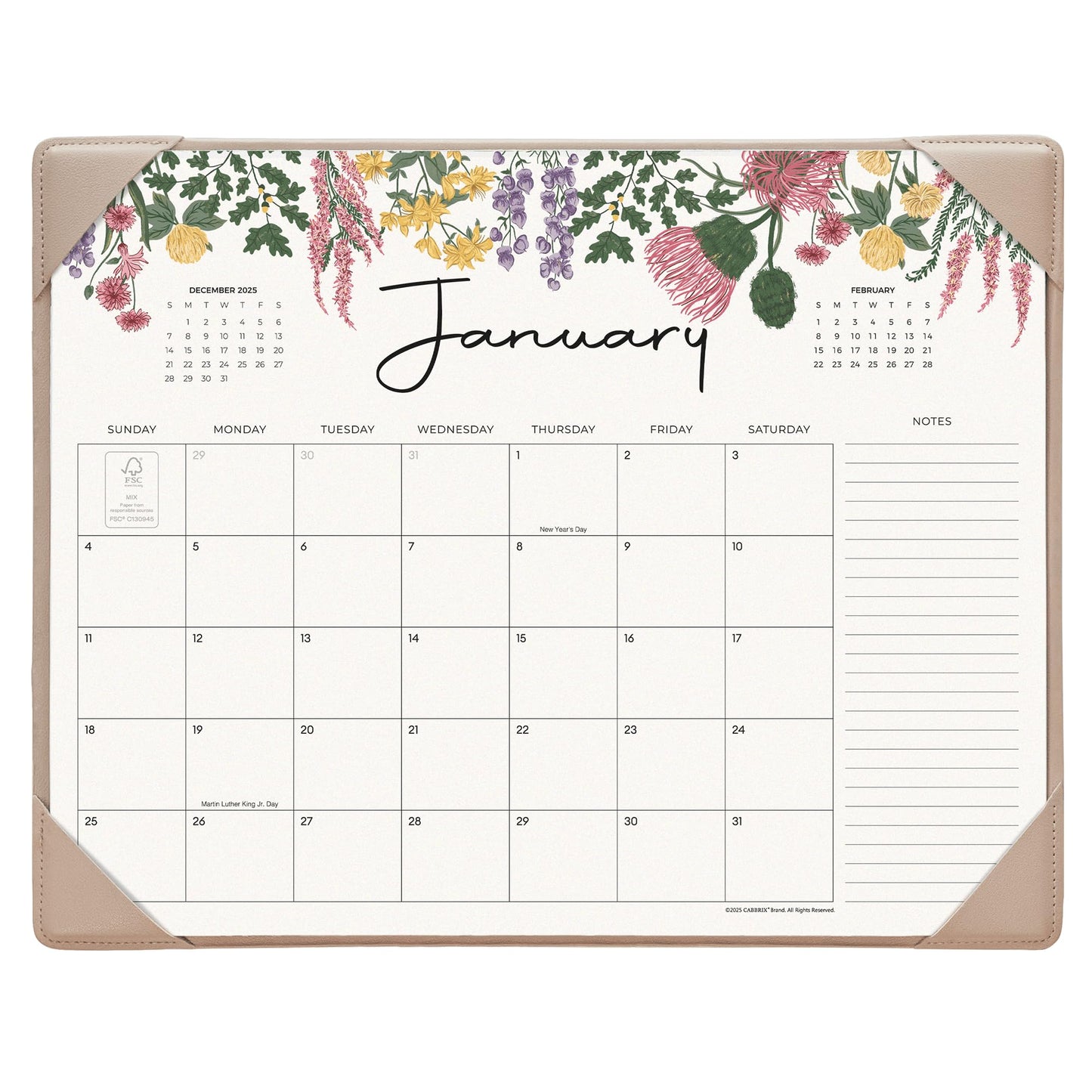 Cabbrix Desk Calendar 2026 with Desktop Mat, Desk Pad Calendar 15"x 12" From January 2026 to June 2027, Desk Calendar for Home Office and School, Easy Planning, Apricot
