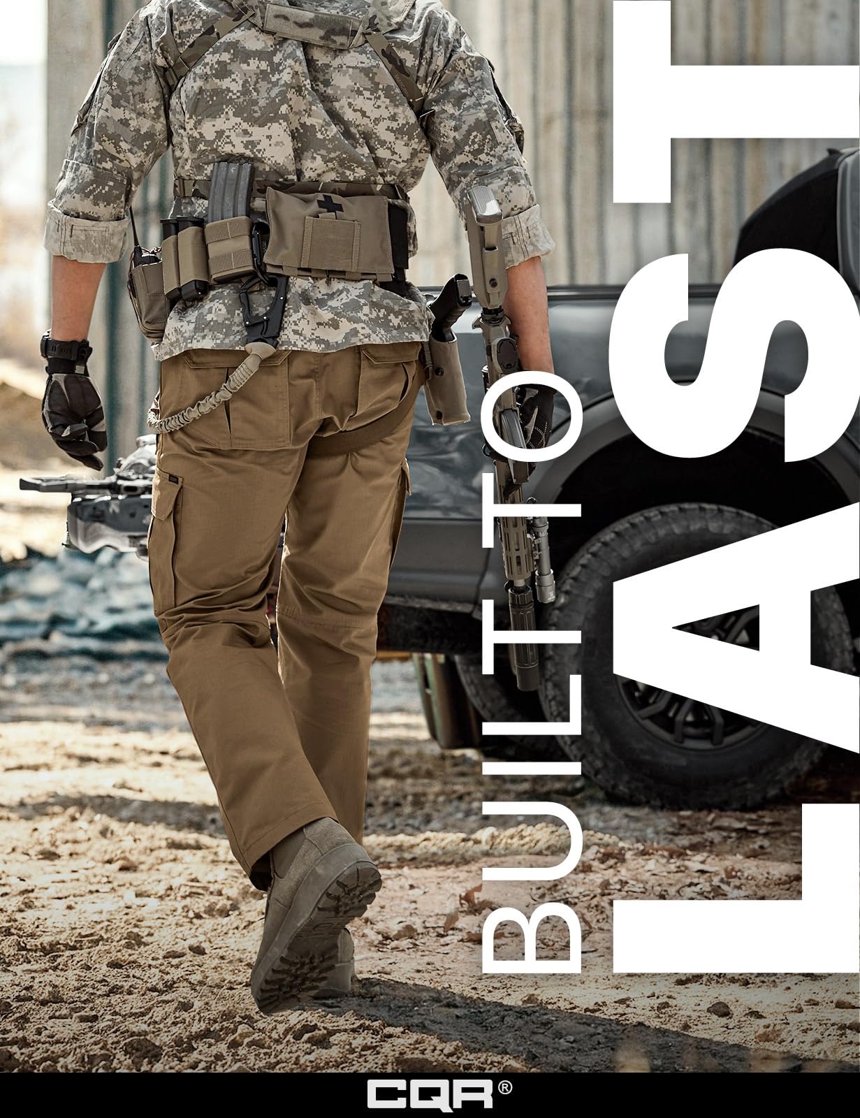 CQR Men's Tactical Pants, Water Resistant Ripstop Cargo Pants, Lightweight EDC Work Hiking Pants, Outdoor Apparel, Raider Mag Cougar, 40W x 34L